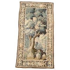 19th Century French Aubusson Green Verdure Tapestry with Bird and Foliage