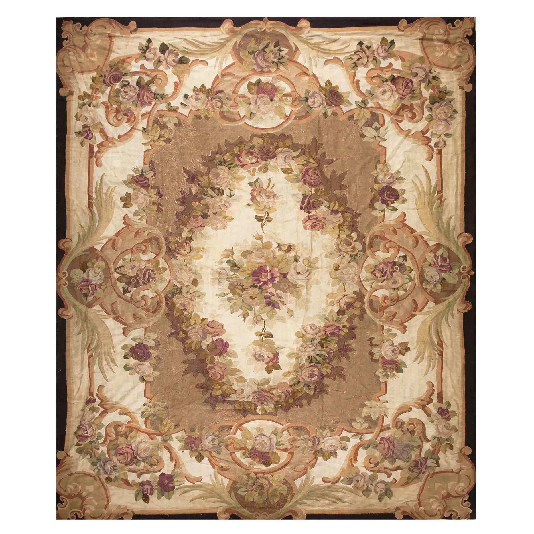 19ème siècle  Tapis Aubusson Napoléon III ( 11' x 13' 7" - 335 x 415 )