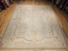 19th Century French Aubusson Room-Size Wool Rug with Floral Design