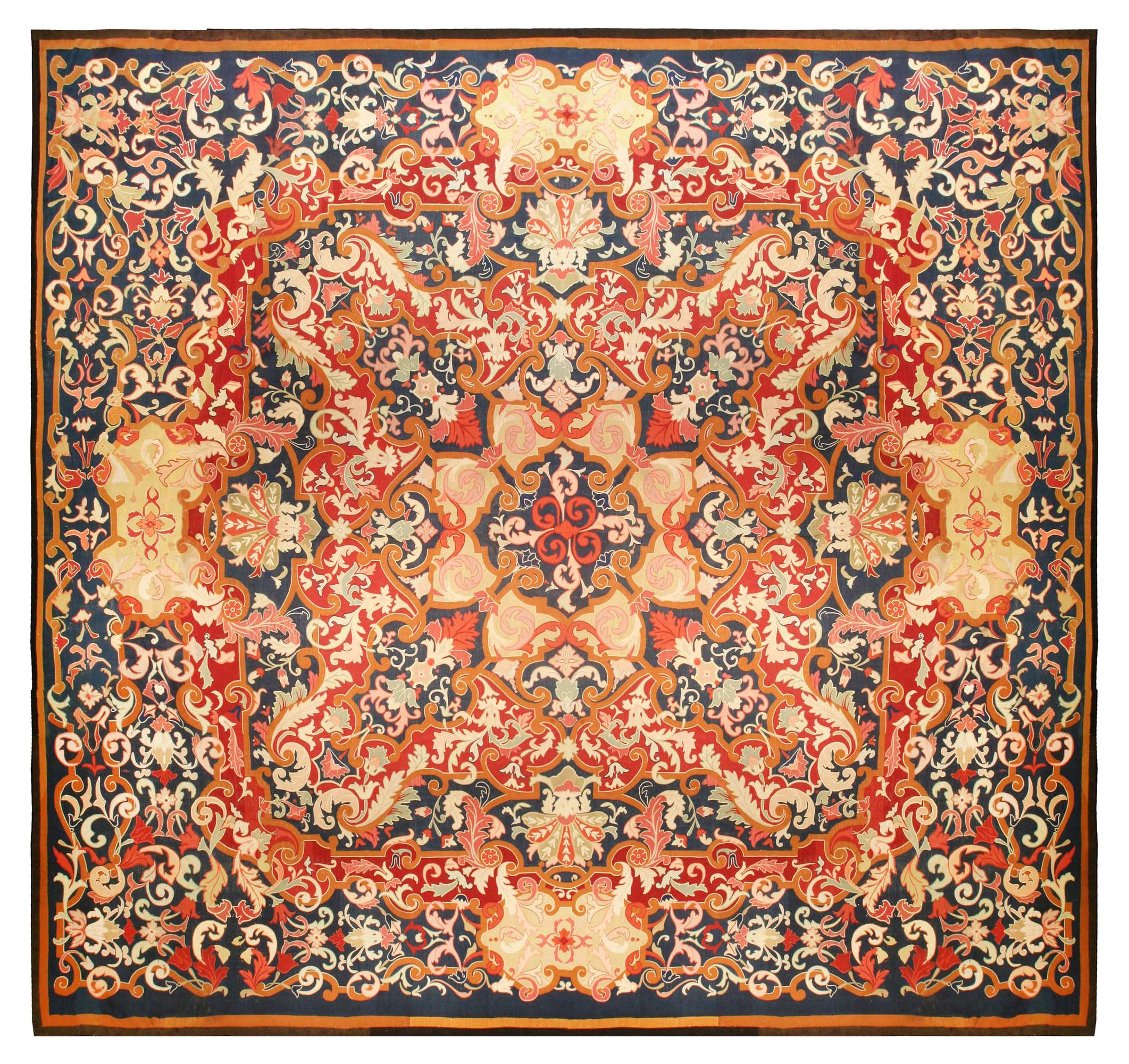 Authentique tapis d'Aubusson français du 19ème siècle fait à la main