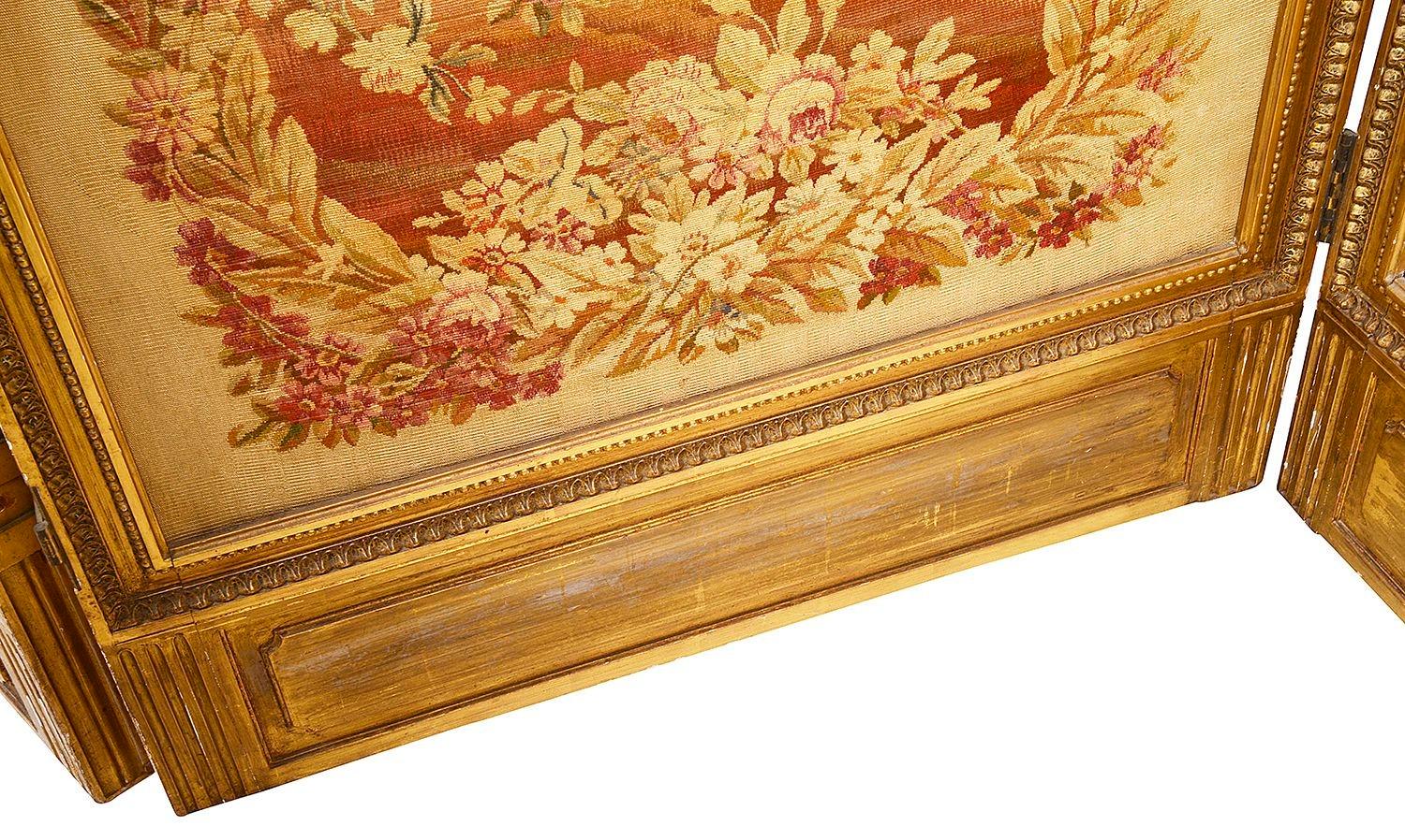 Tapestry 19th Century French Aubusson Screen For Sale