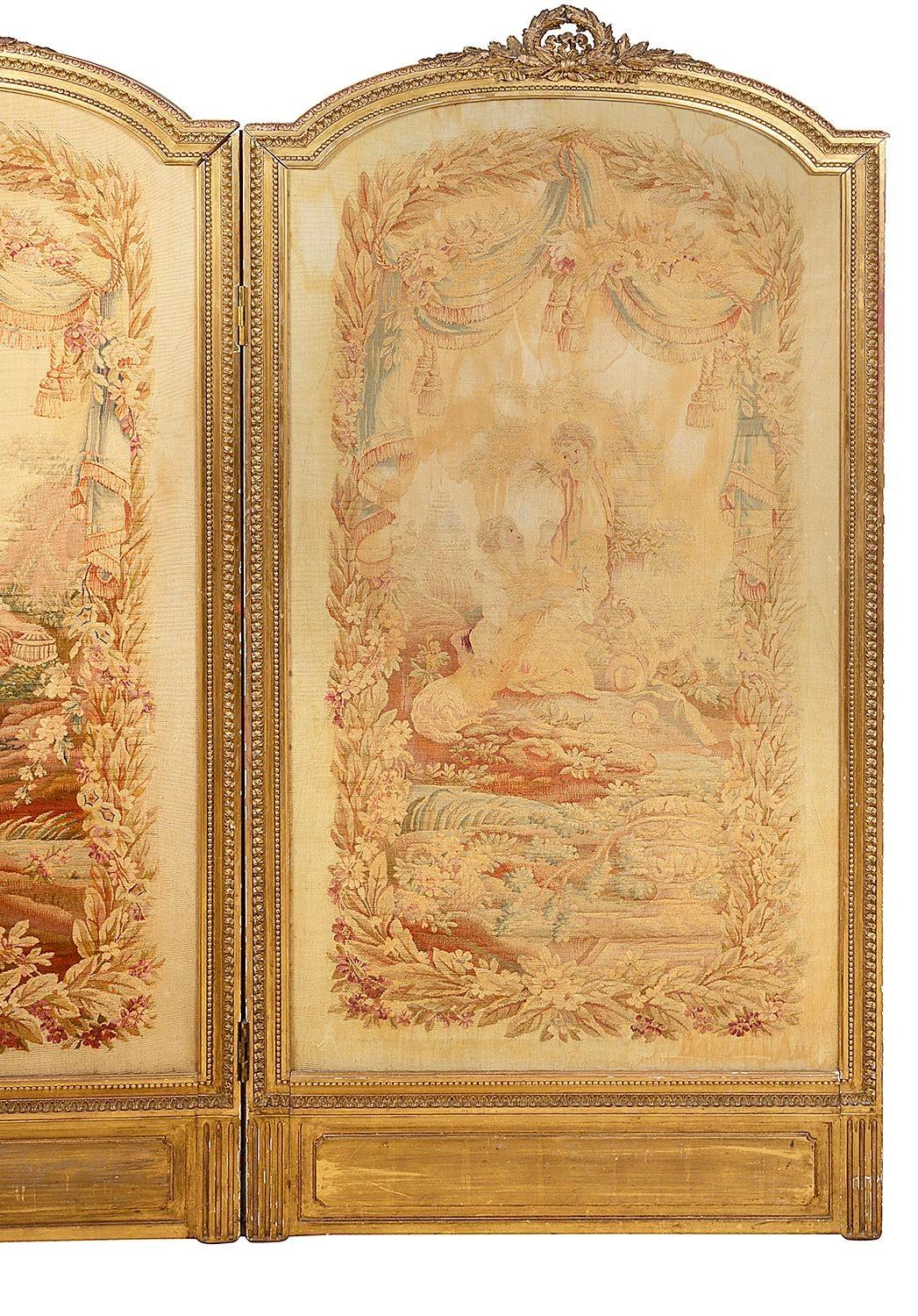 Französischer Aubusson-Bildschirm des 19. Jahrhunderts. im Angebot 4