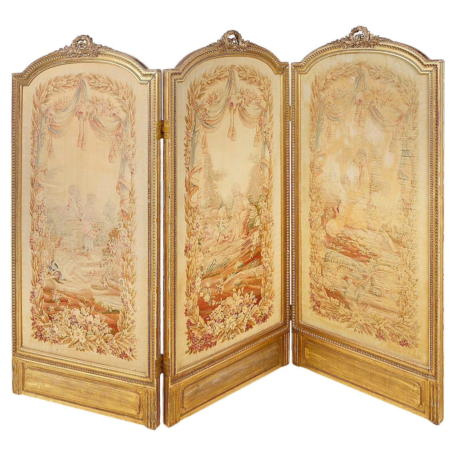 19th Century French Aubusson Screen For Sale