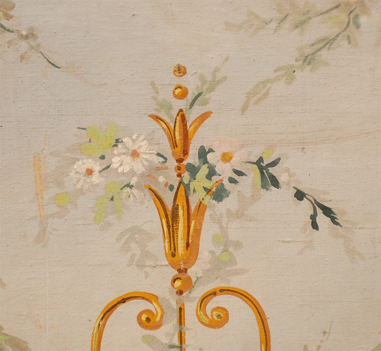 19th Century French Aubusson Style Floral Painted Panel For Sale 1