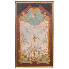 Panneau peint à fleurs de style Aubusson du 19ème siècle français
