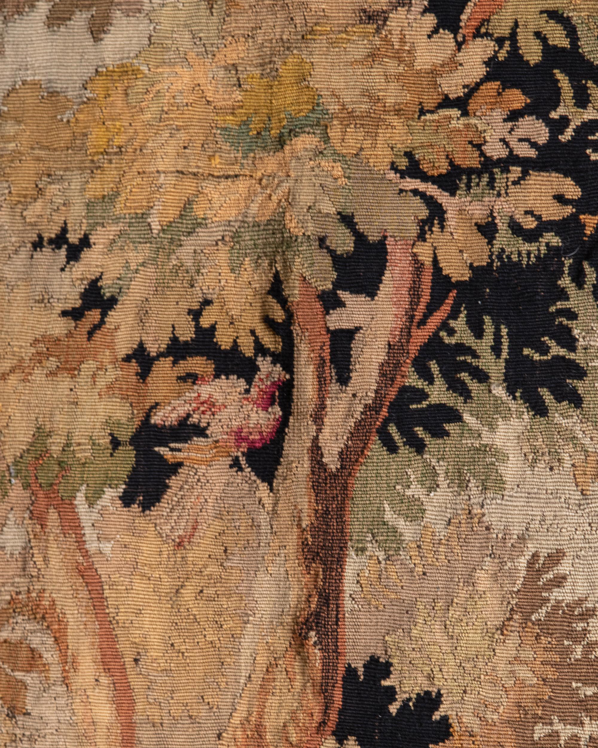 Wool 19th Century French Aubusson Style Verdure Woven Tapestry For Sale