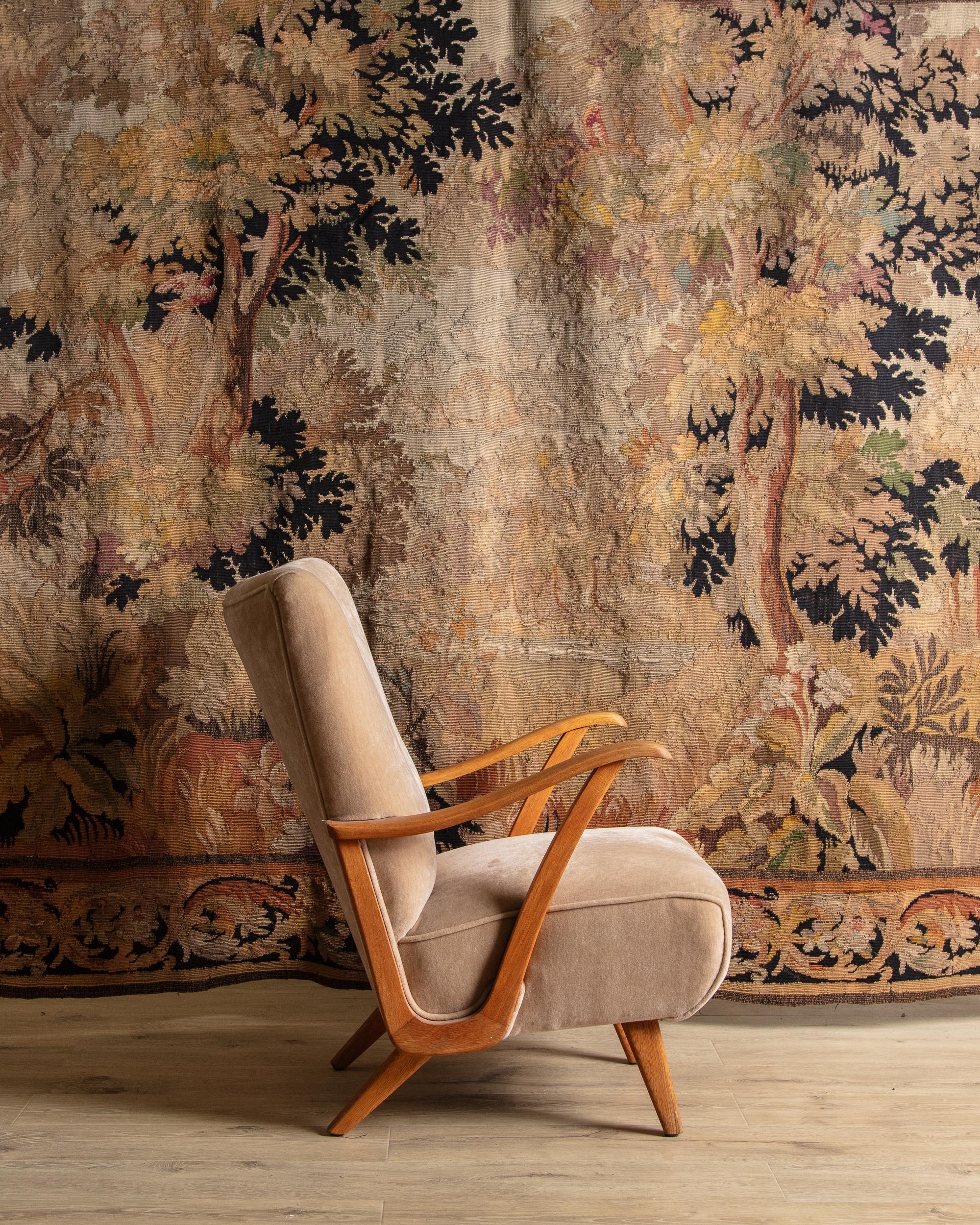 19th Century French Aubusson Style Verdure Woven Tapestry For Sale 4