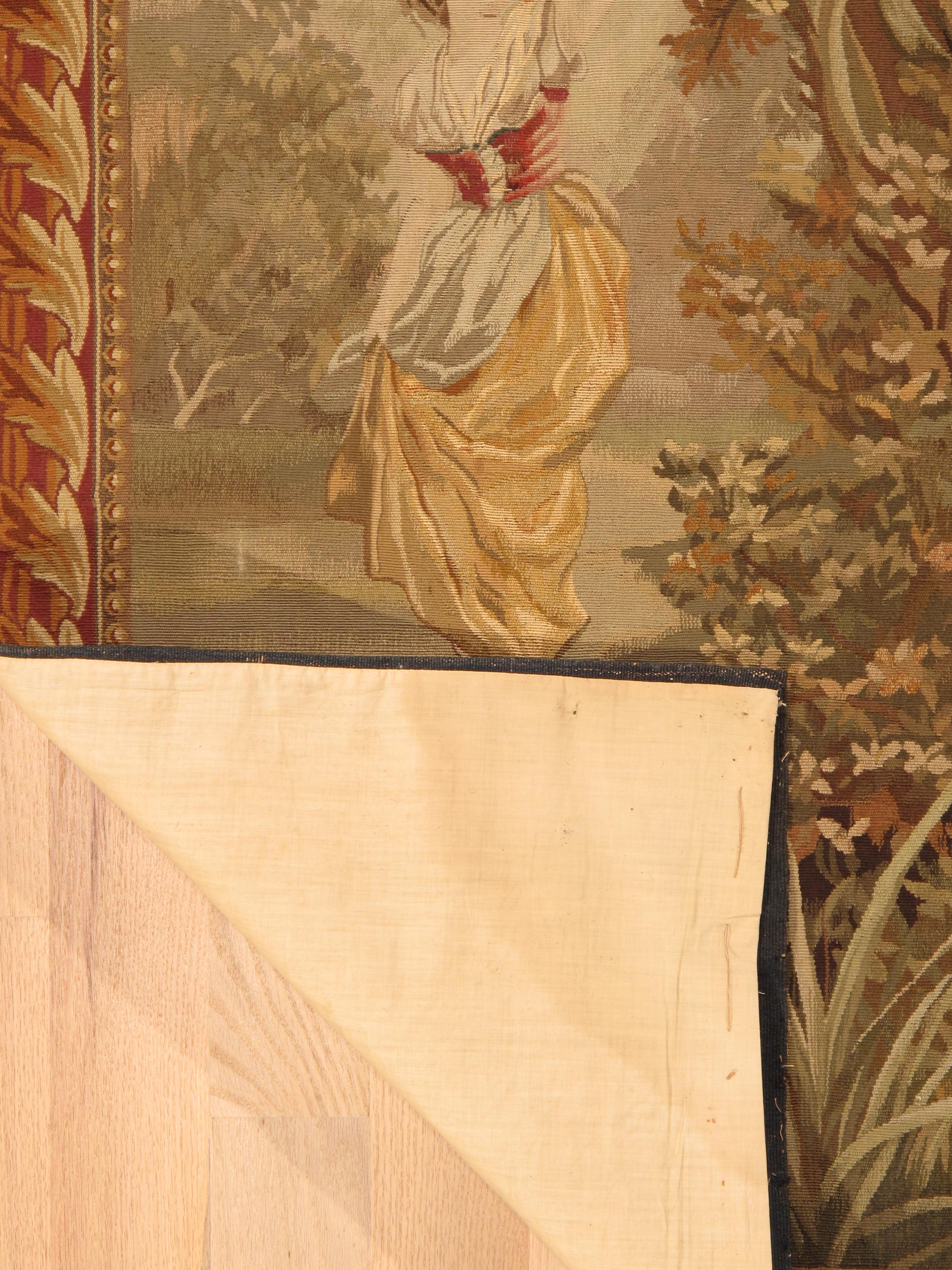 19th Century French Aubusson Tapestry, Finely Woven, Nude Woman, Soft Colors For Sale 2