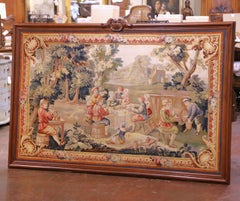 Arazzo Aubusson francese del XIX secolo con cornice in Oak alla maniera di D. A. Teniers