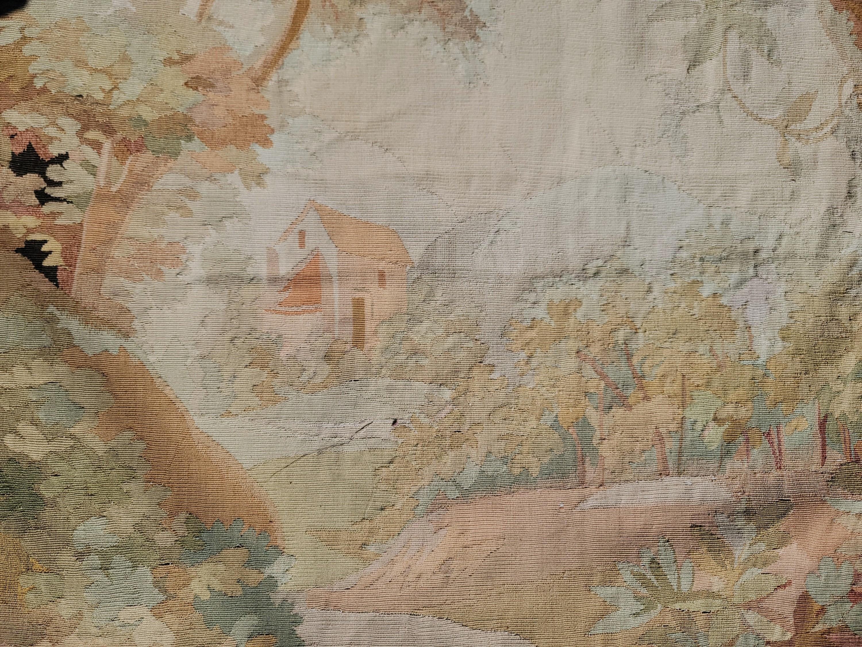 Paire de tapisserie d'Aubusson du 19ème siècle appartenant à Jackie et Jean Autry en vente 3
