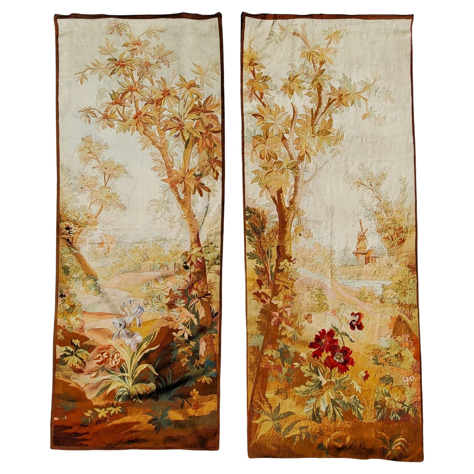 Paire de tapisserie d'Aubusson du 19ème siècle appartenant à Jackie et Jean Autry en vente