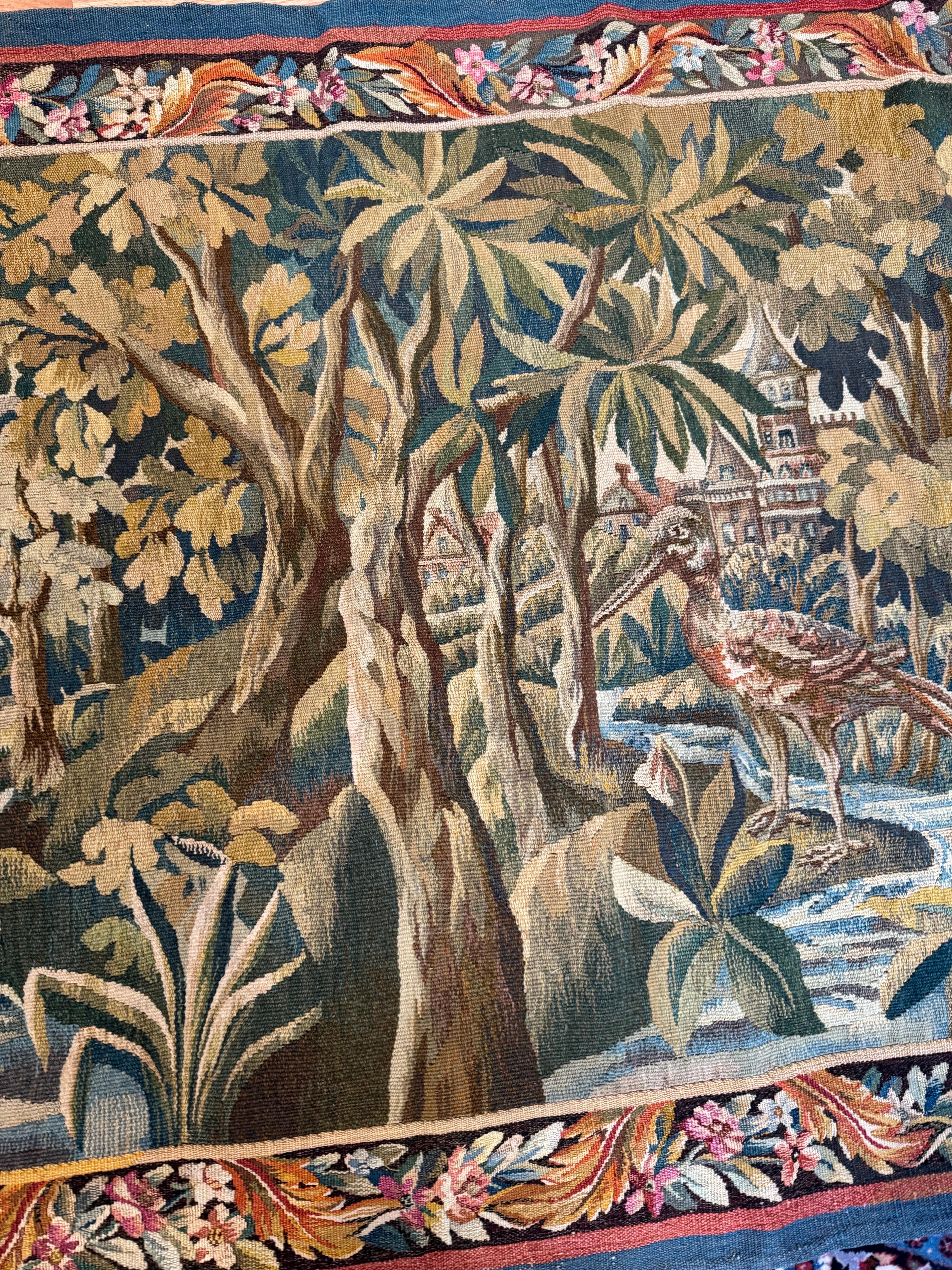 Französischer Aubusson-Verdure-Wandteppich des 19. (Handgewebt) im Angebot