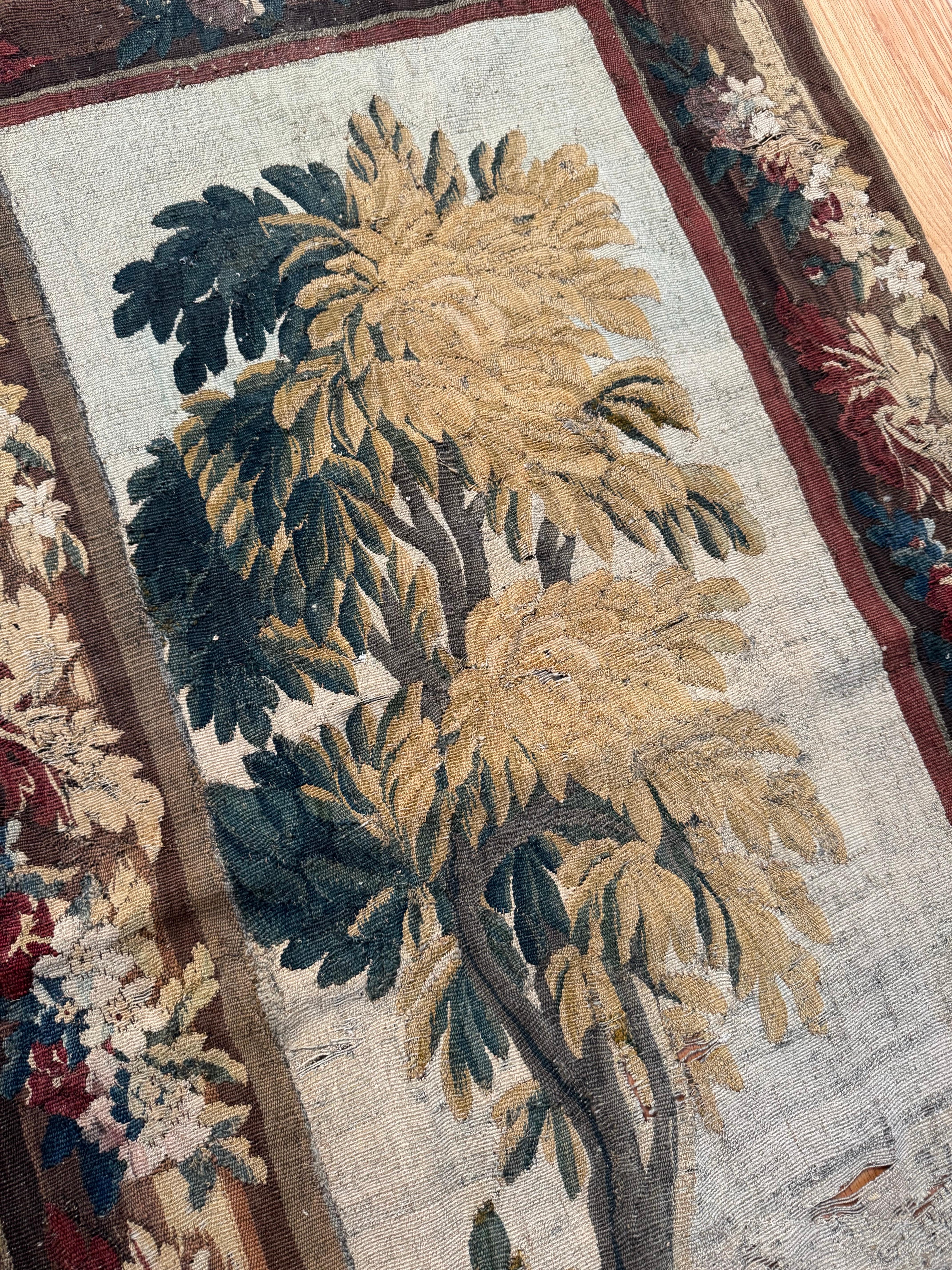 19th Century French Aubusson Verdure Tapestry In Fair Condition For Sale In New York, NY