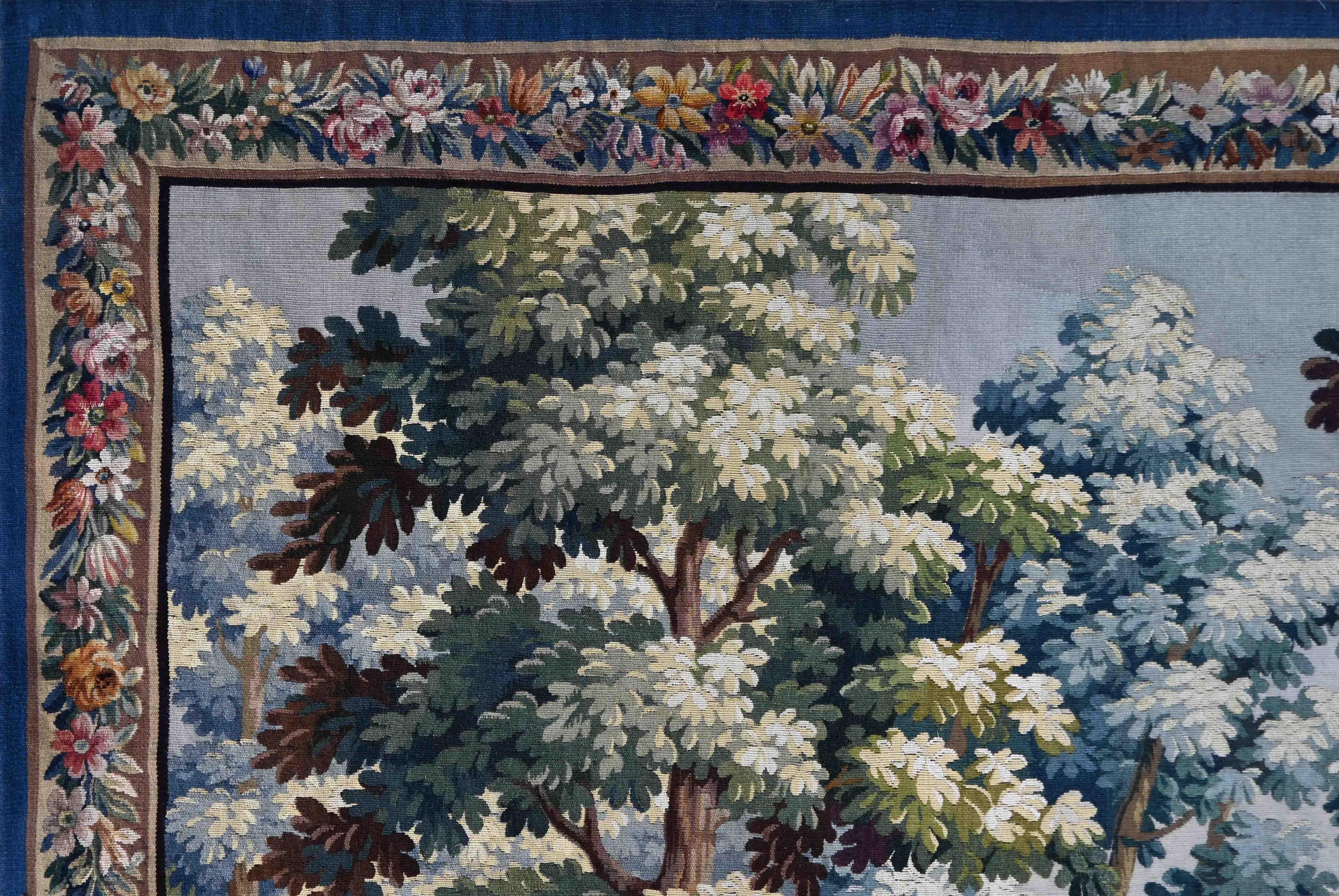 Hand-Woven 19th Century French Aubusson Verdure Tapestry, Signed And Monogramed - N° 1401 For Sale