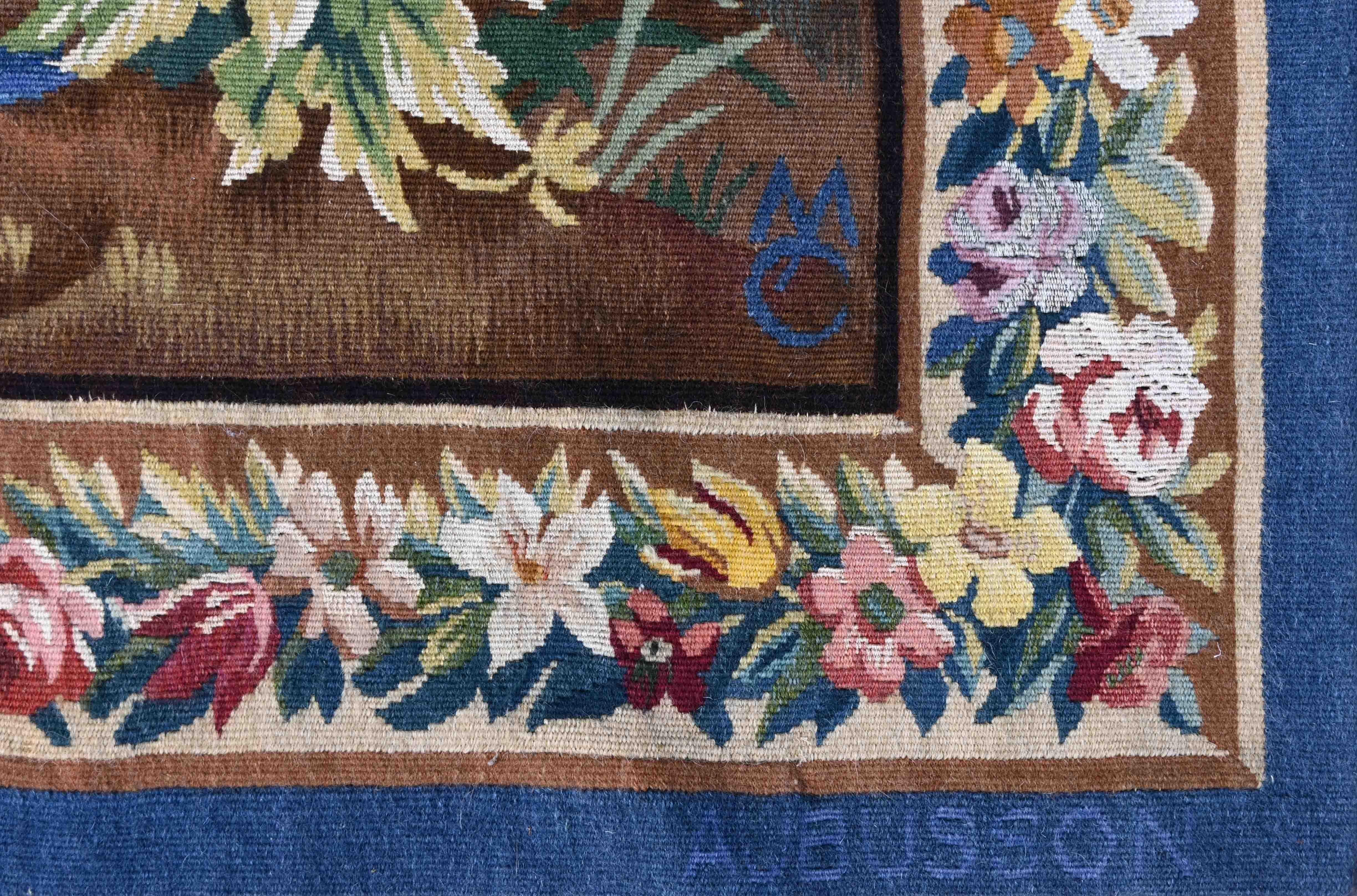 Wool 19th Century French Aubusson Verdure Tapestry, Signed And Monogramed - N° 1401 For Sale