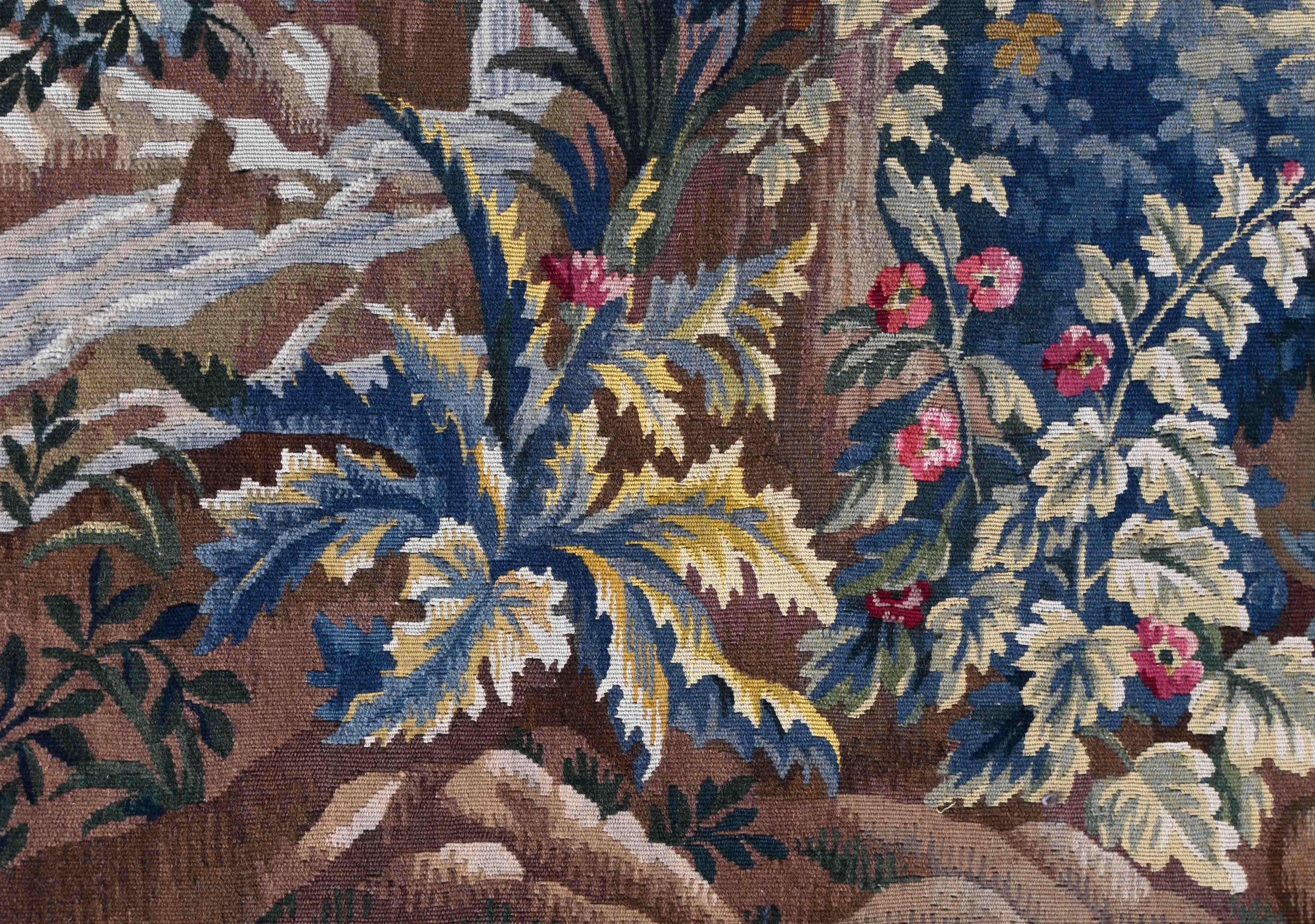 19. Jahrhundert Französisch Aubusson Verdure Wandteppich, signiert und monogrammiert - N° 1401 im Angebot 2