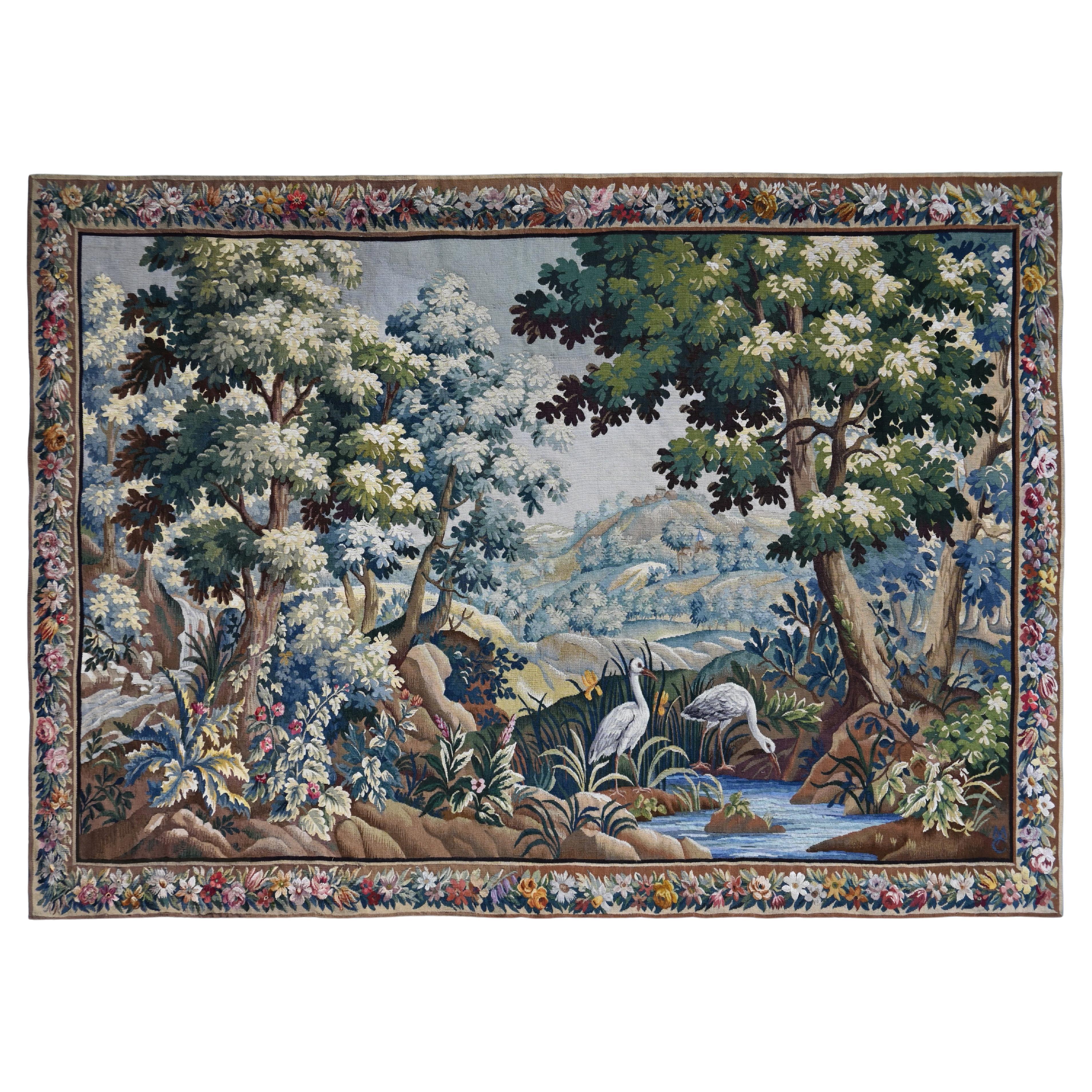 19th Century French Aubusson Verdure Tapestry, Signed And Monogramed - N° 1401