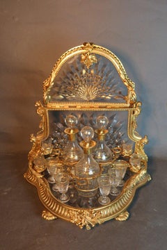 19th century French Baccarat Crystal and Gilded Bronze Liquor Cellar