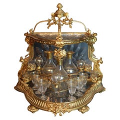 19th century French Baccarat Crystal and Gilded Bronze Liquor Cellar
