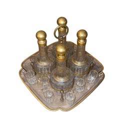 19th Century French Baccarat Crystal Cave à Liqueur Tantalus Set