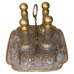 19th Century French Baccarat Crystal Cave à Liqueur Tantalus Set