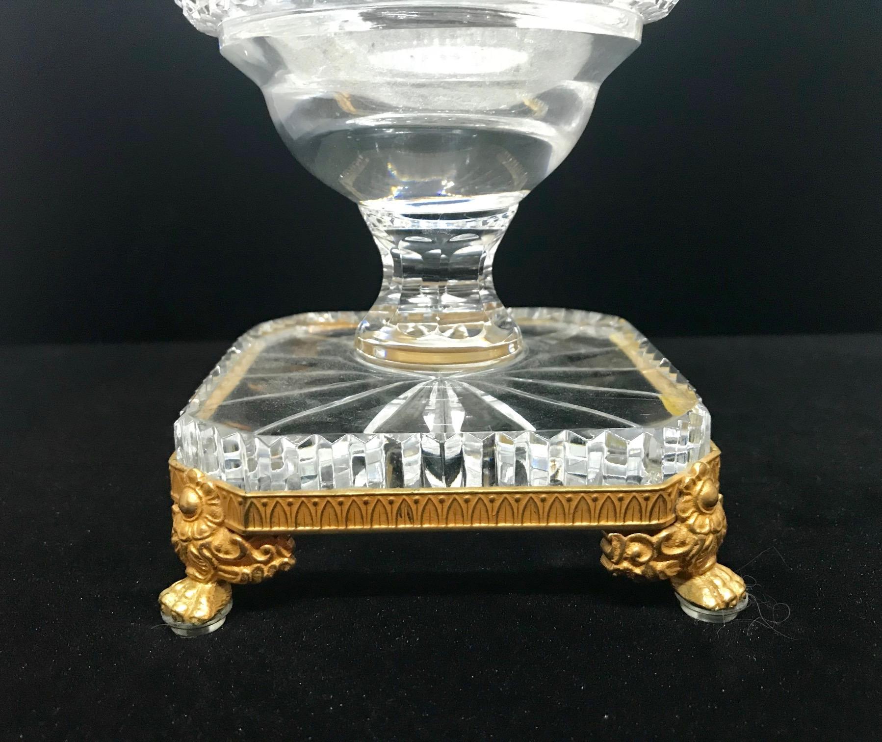 Gilt 19th Century French Baccarat Cut Glass Ormolu Mounted Urn