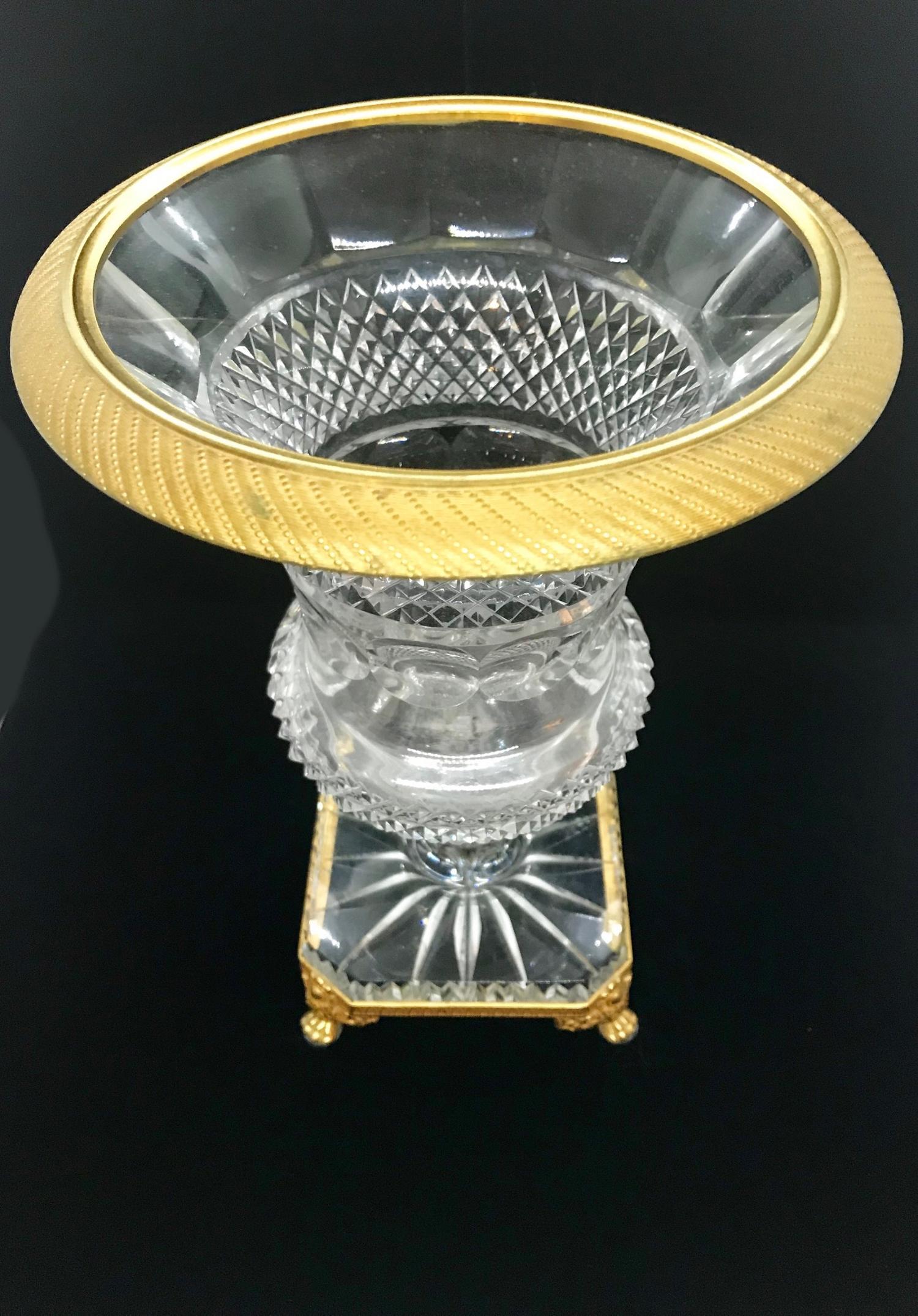 19th Century French Baccarat Cut Glass Ormolu Mounted Urn 1