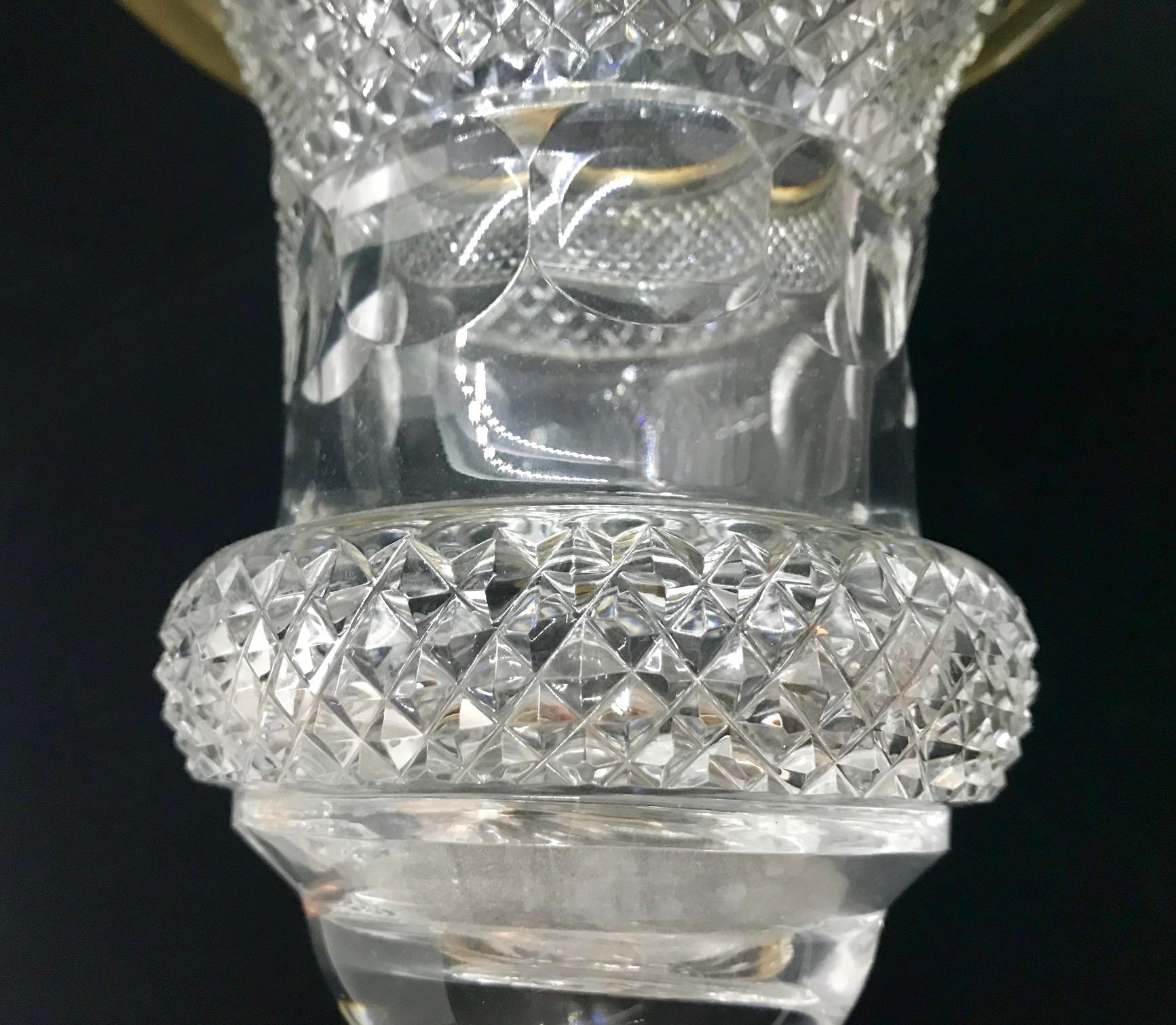 19th Century French Baccarat Cut Glass Ormolu Mounted Urn 3