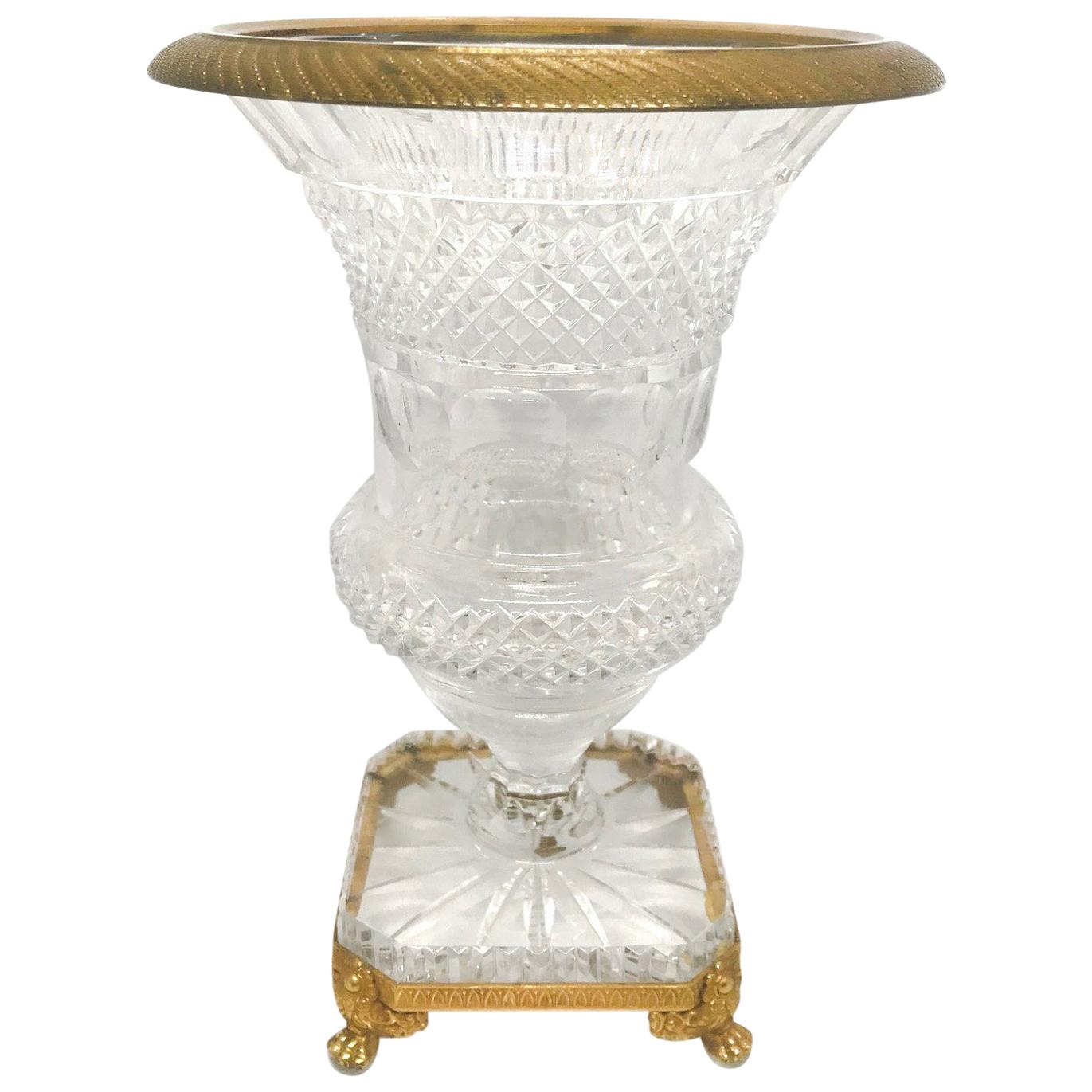 19th Century French Baccarat Cut Glass Ormolu Mounted Urn