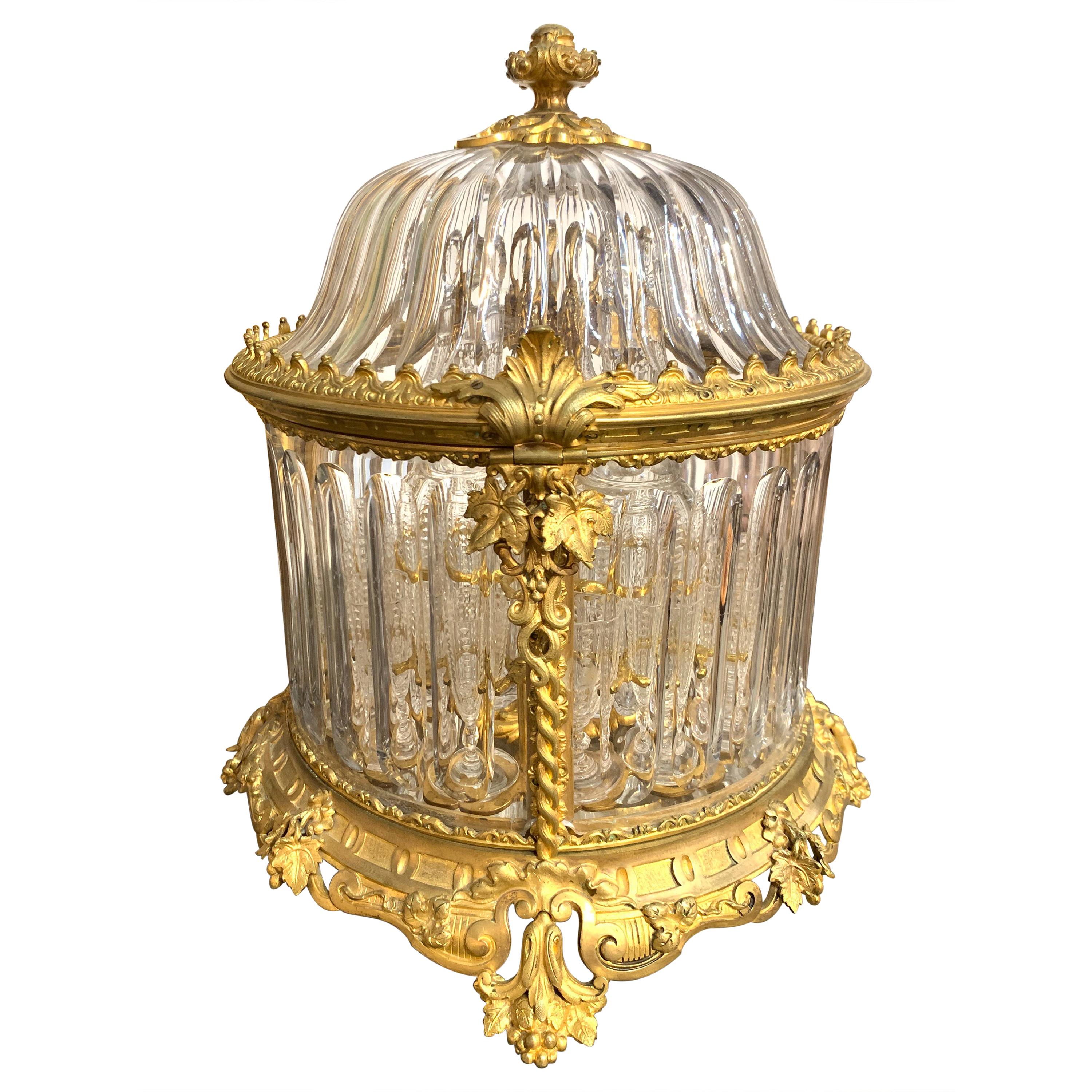 19th Century French Baccarat Dore' Bronze Tantalus
