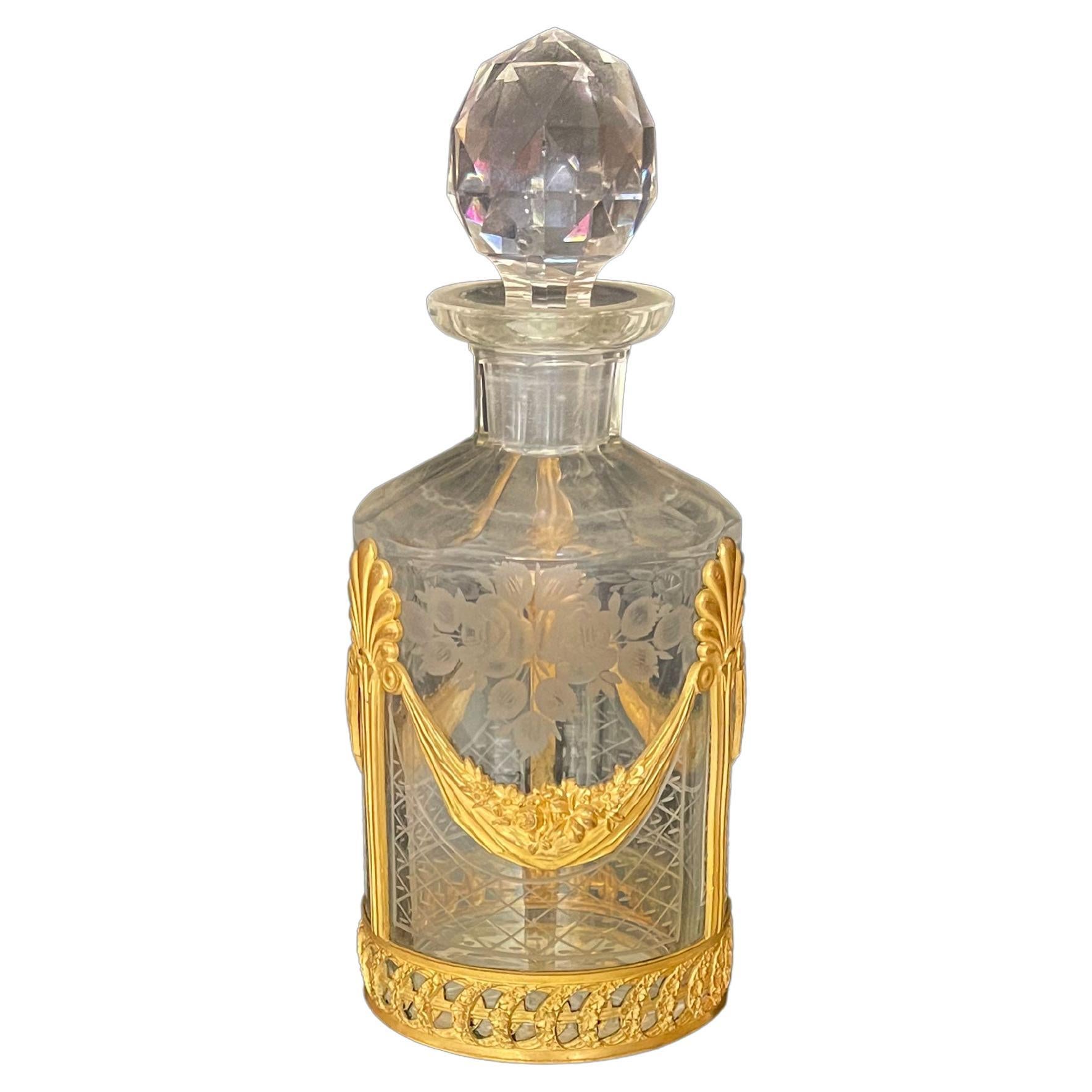 Vintage Crystal Perfume Bottle Empty Refillable Decorative Tulip