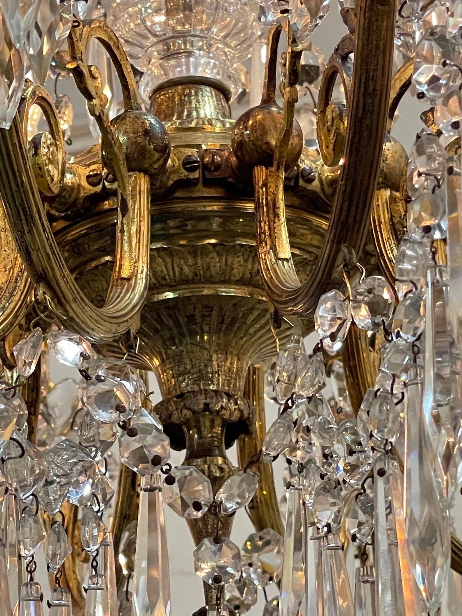 19th Century French Baccarat Gilt Bronze and Crystal 12 Light Chandelier 1