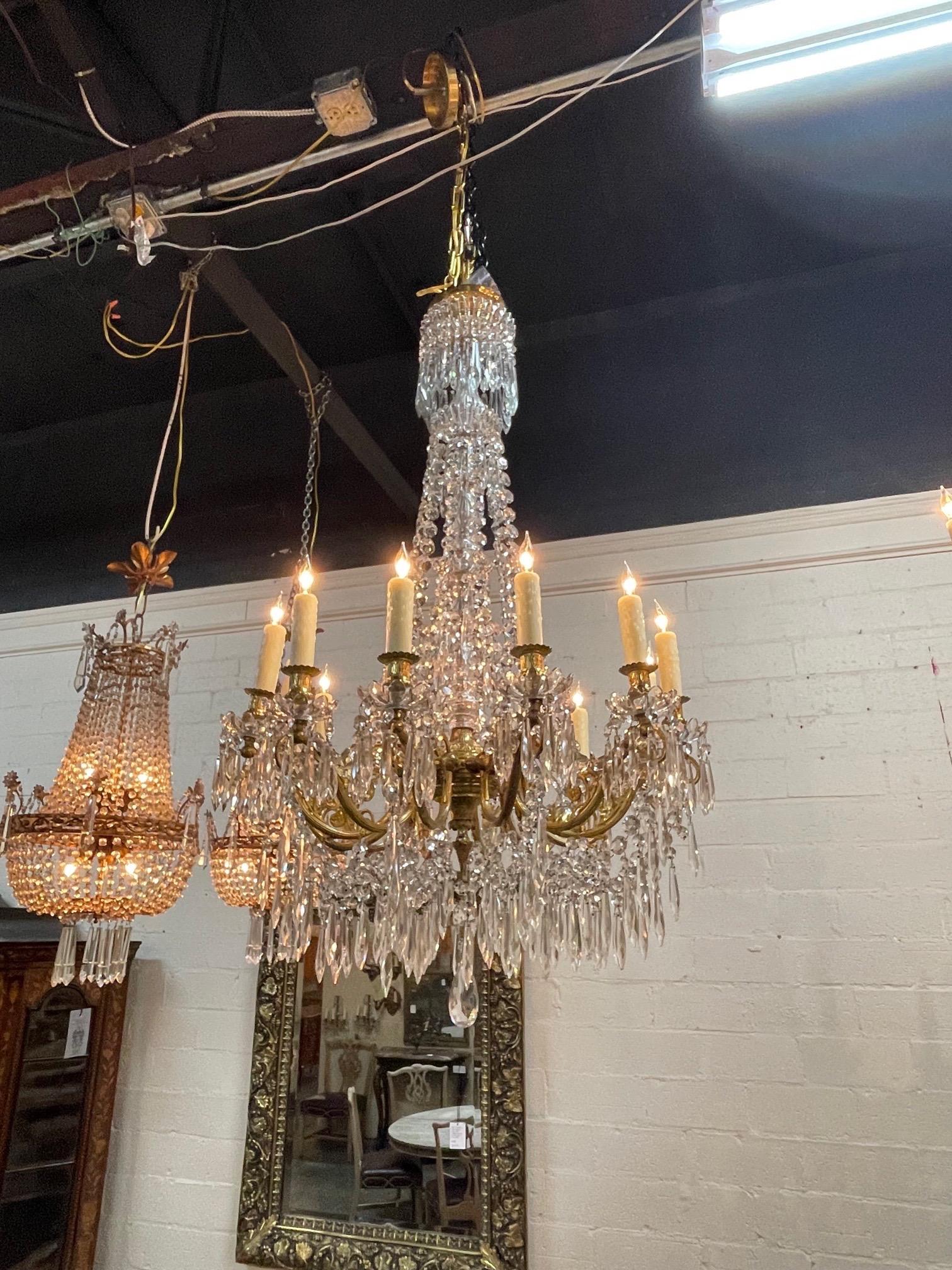 19th Century French Baccarat Gilt Bronze and Crystal 12 Light Chandelier 4