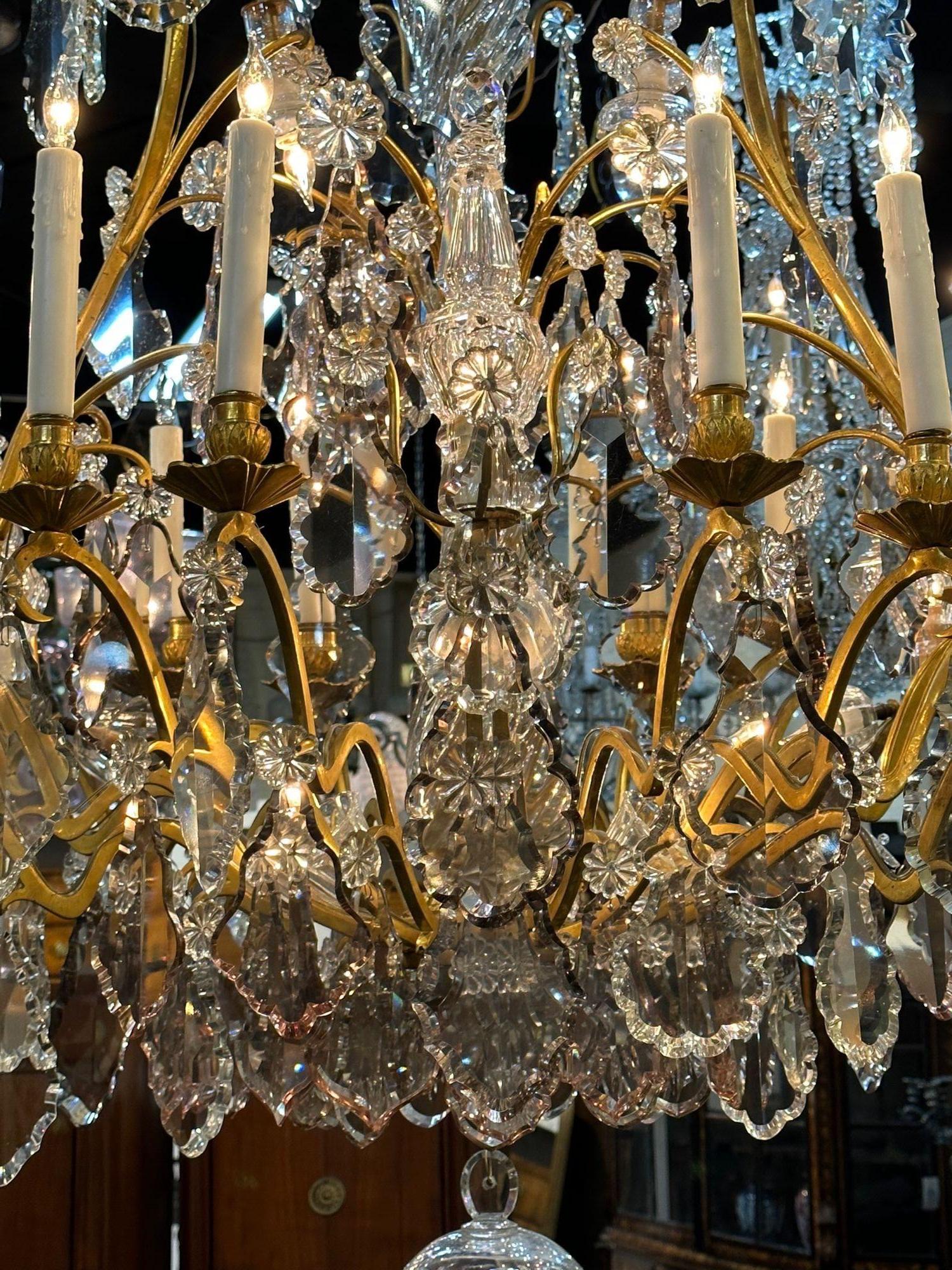 19th Century French Baccarat Gilt Bronze Chandelier In Good Condition For Sale In Dallas, TX