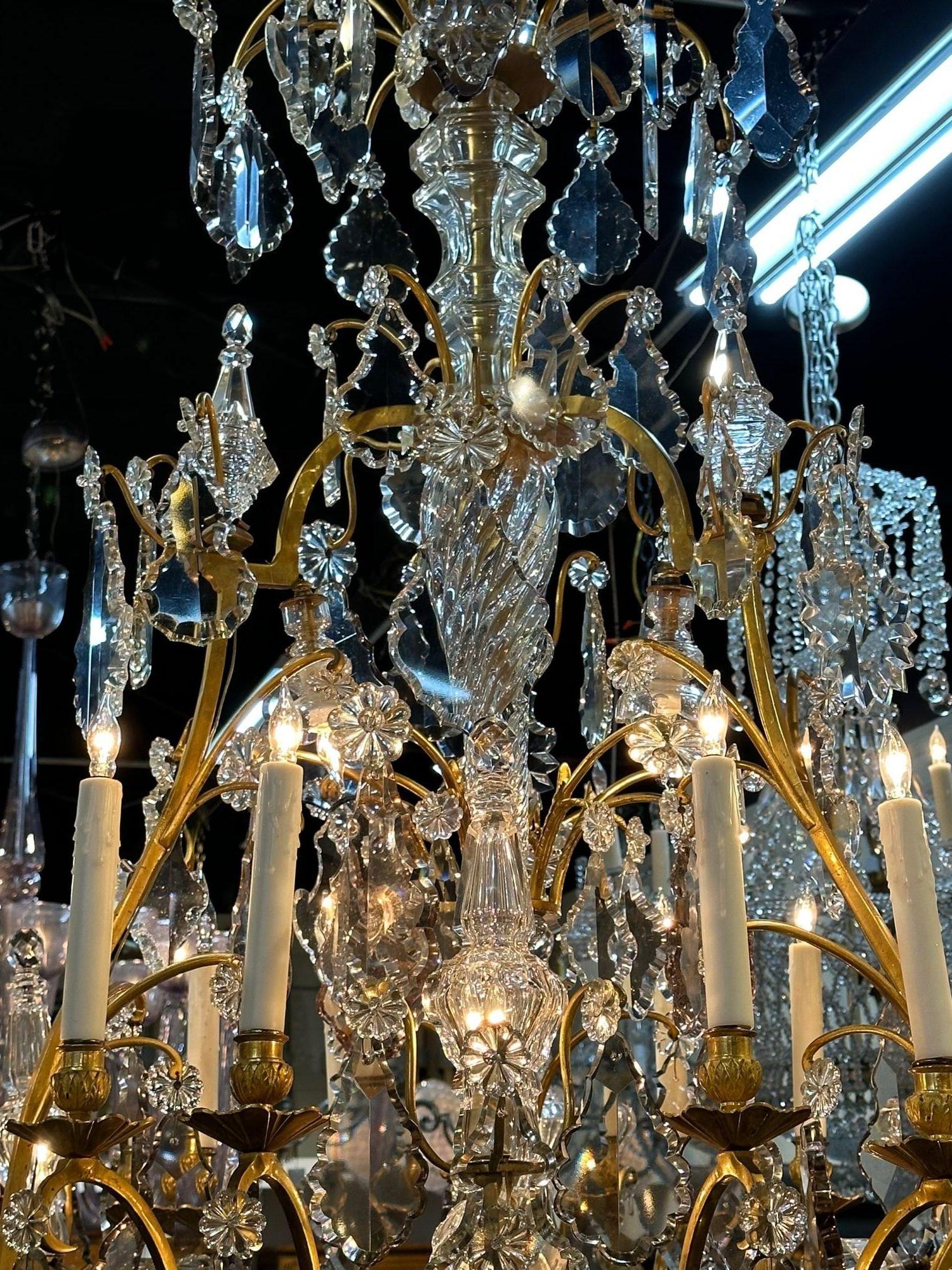 Late 19th Century 19th Century French Baccarat Gilt Bronze Chandelier For Sale