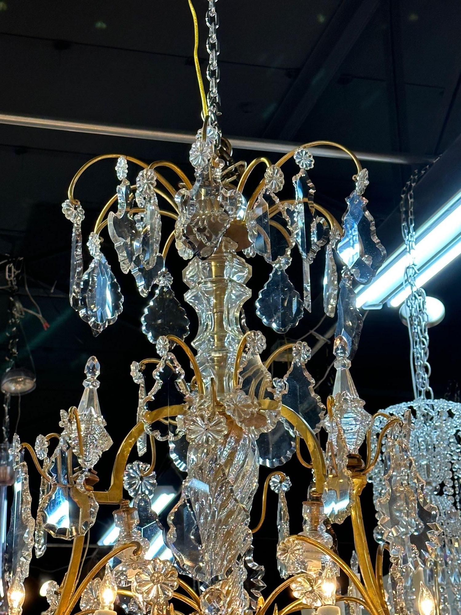 19th Century French Baccarat Gilt Bronze Chandelier For Sale 3