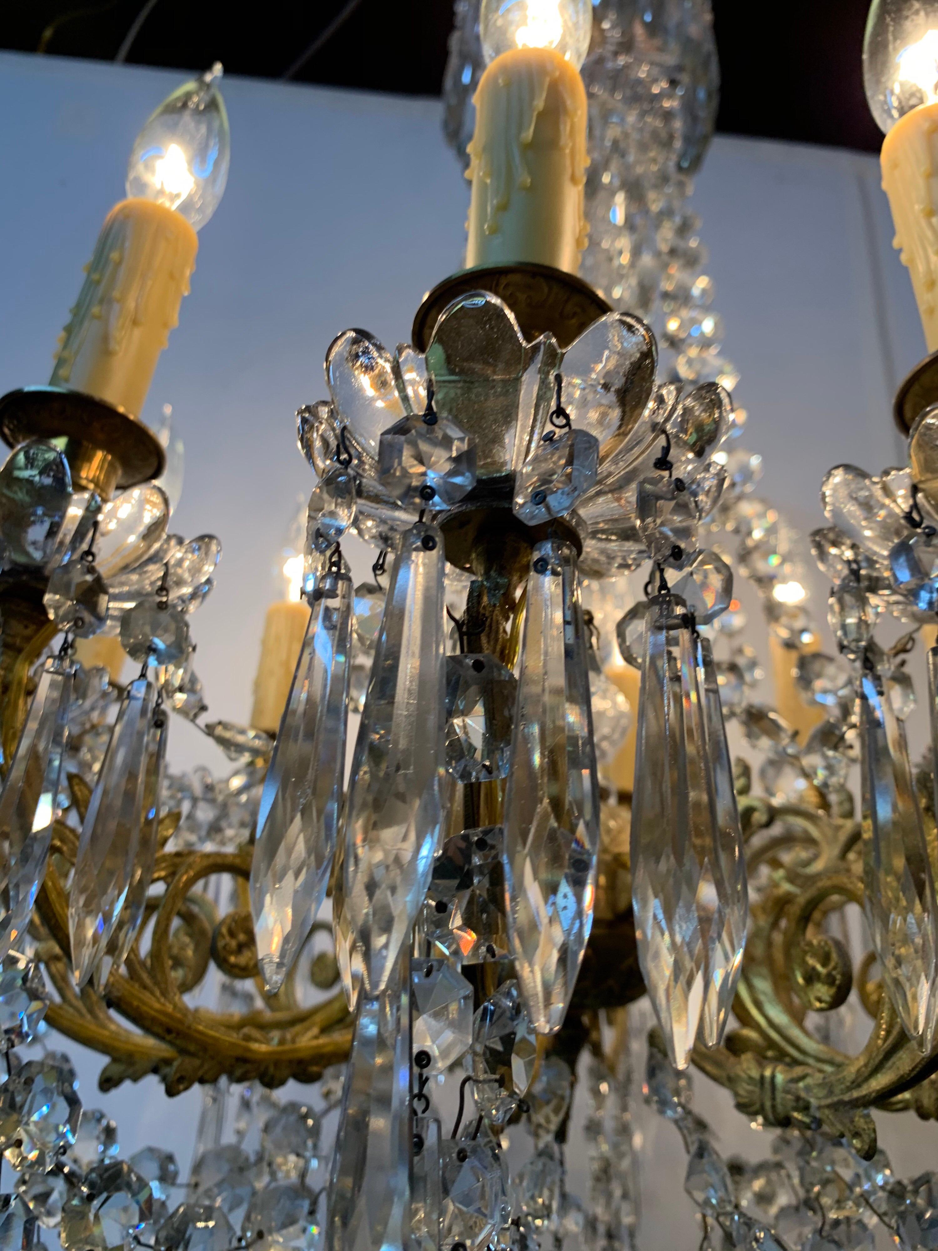 19th Century French Baccarat Gilt Bronze Crystal Chandelier 2