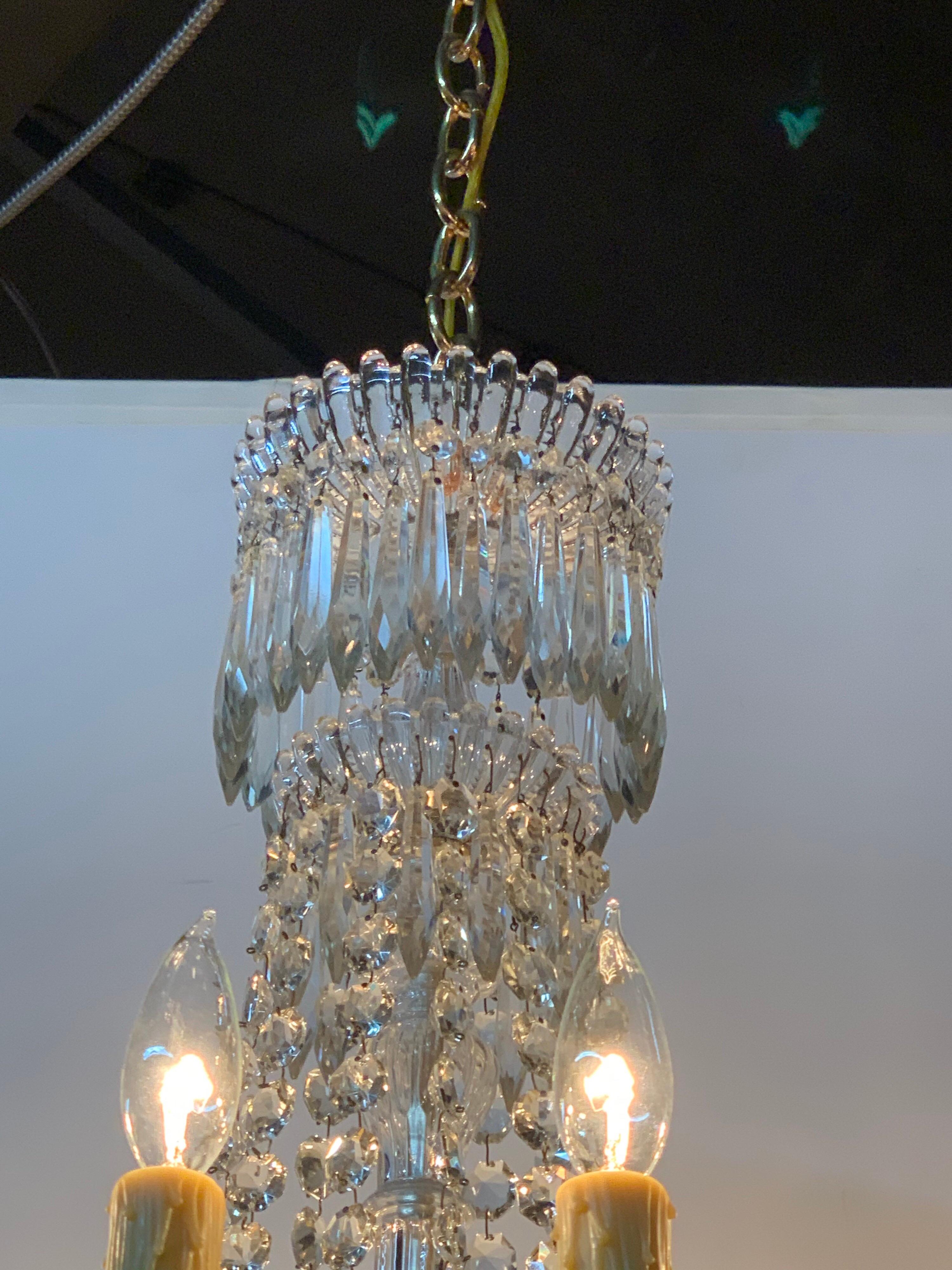 19th Century French Baccarat Gilt Bronze Crystal Chandelier 3