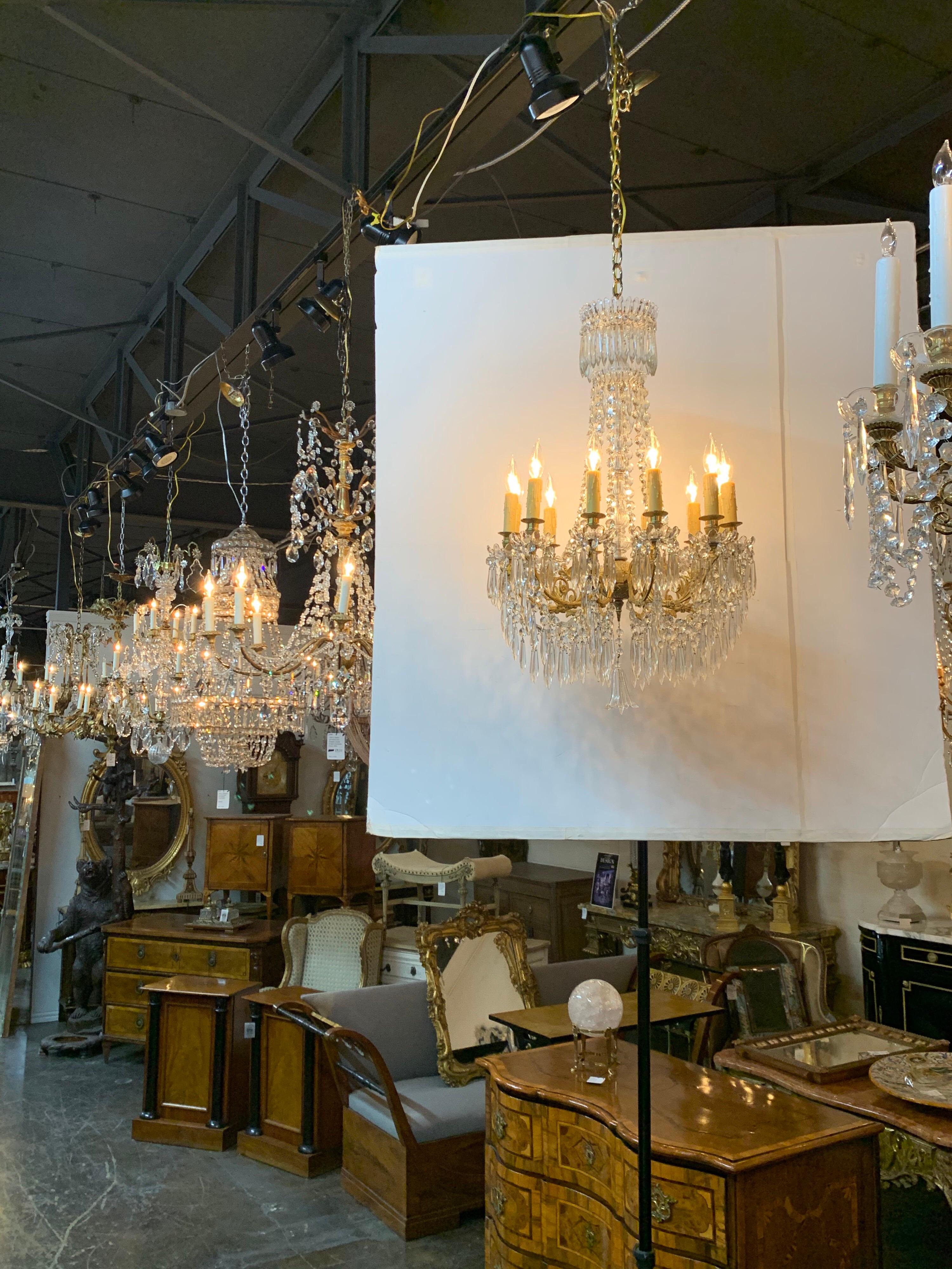 19th Century French Baccarat Gilt Bronze Crystal Chandelier 4