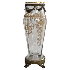 19th Century French Baccarat Gilt Bronze - Mounted Faceted Crystal Vase
