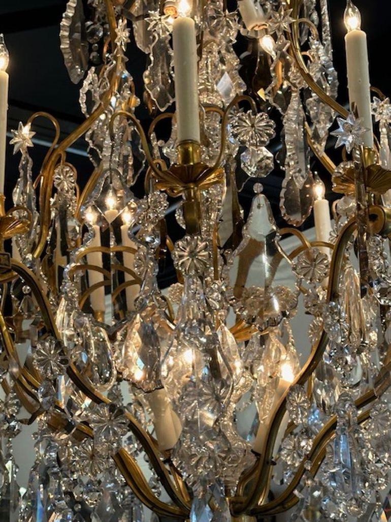 19th Century French Baccarat Manner Crystal and Gilt Bronze Chandelier For Sale 2
