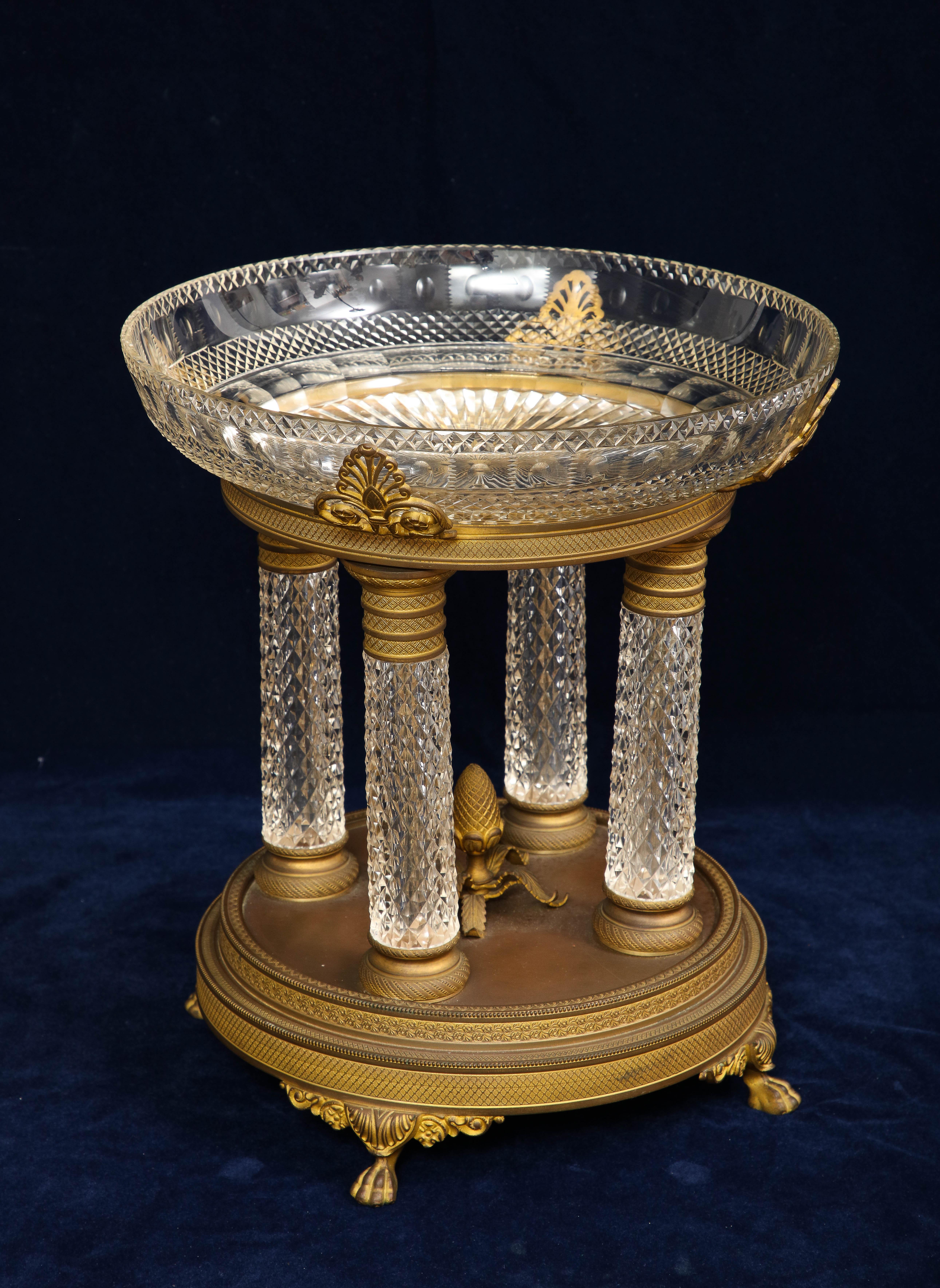 Louis XVI 19th Century French Baccarat Ormolu Mounted Crystal Centerpiece For Sale