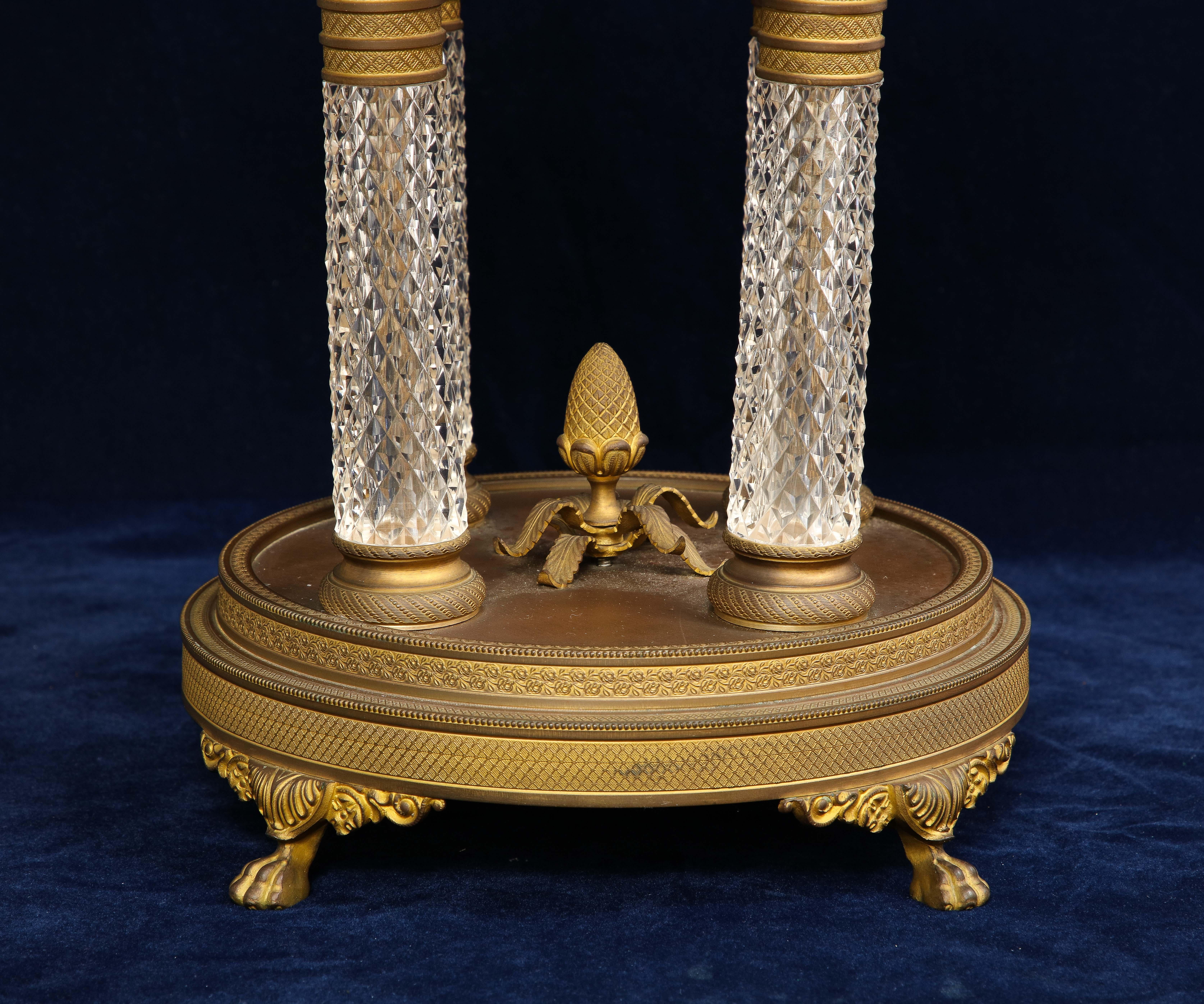 19th Century French Baccarat Ormolu Mounted Crystal Centerpiece In Good Condition For Sale In New York, NY