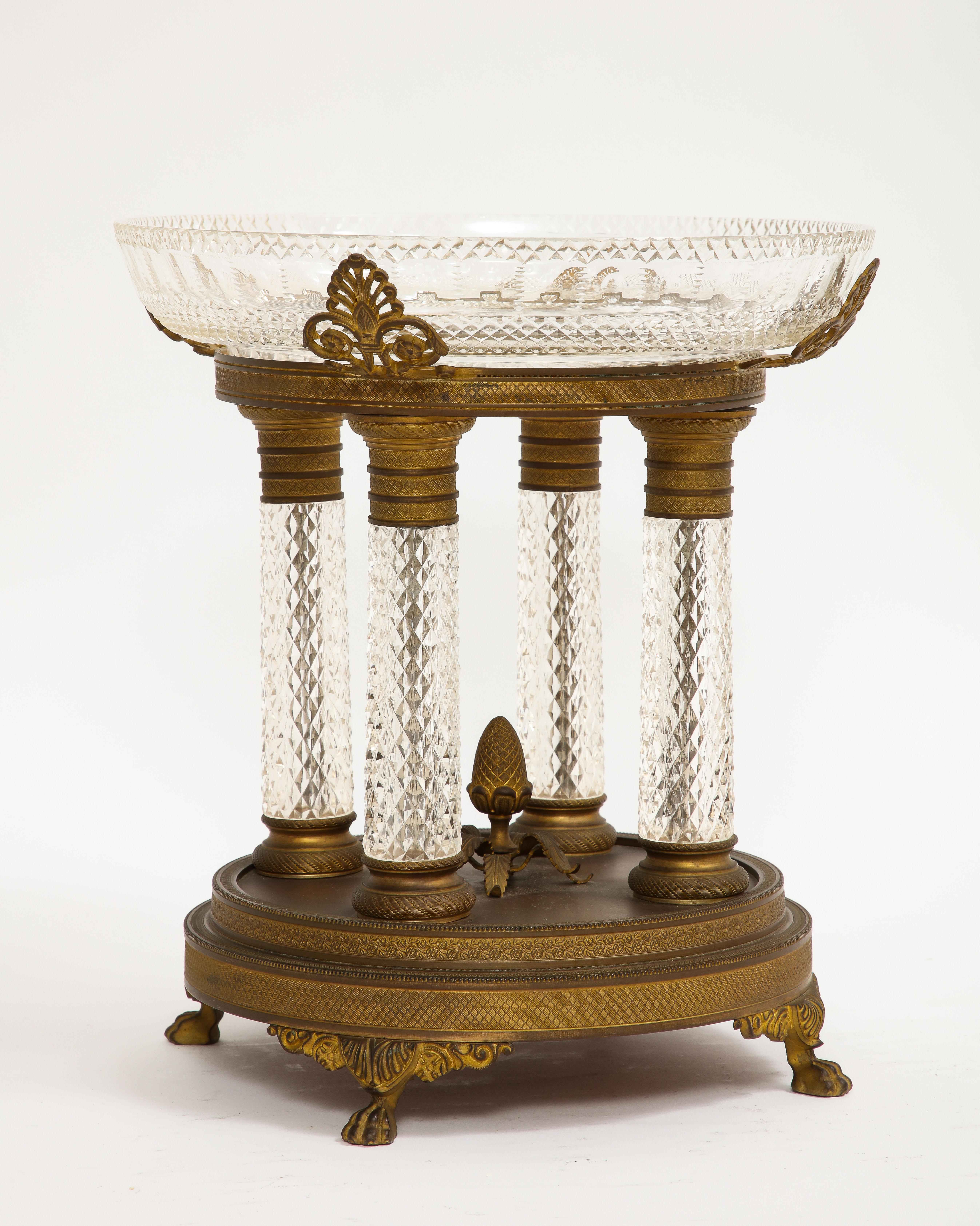 19th Century French Baccarat Ormolu Mounted Crystal Centerpiece For Sale 1