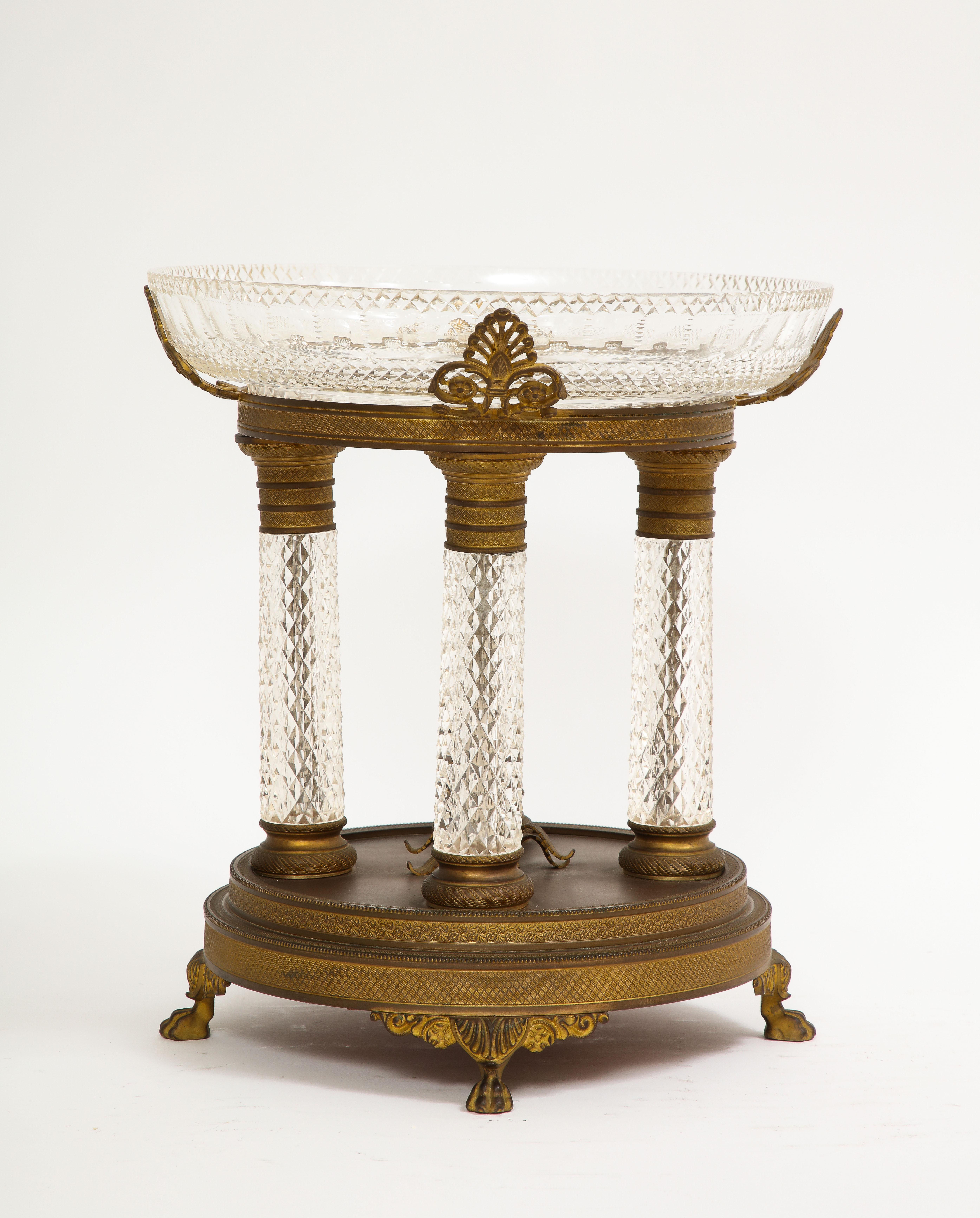 19th Century French Baccarat Ormolu Mounted Crystal Centerpiece For Sale 2