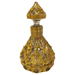 Bouteille dorée française du 19ème siècle de style Baccarat