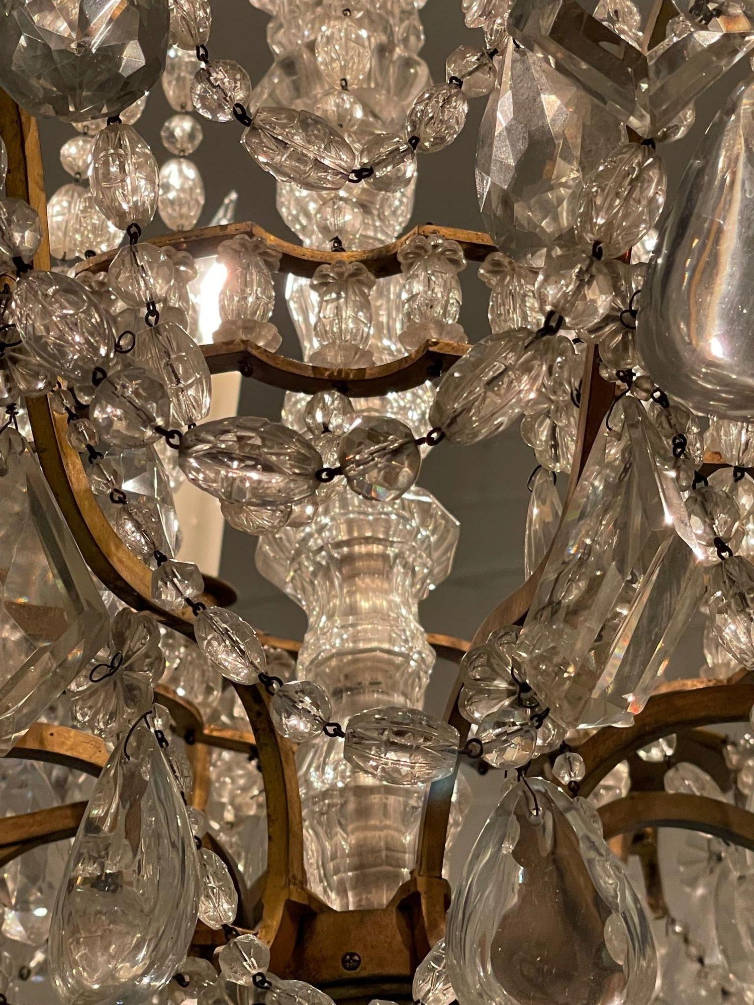 19th Century French Baccarat Style Gilt Bronze and Crystal Chandelier For Sale 2