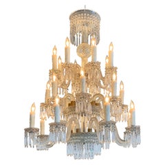 19th Century French Baccarat Style Glass and Crystal 24-Light Chandelier