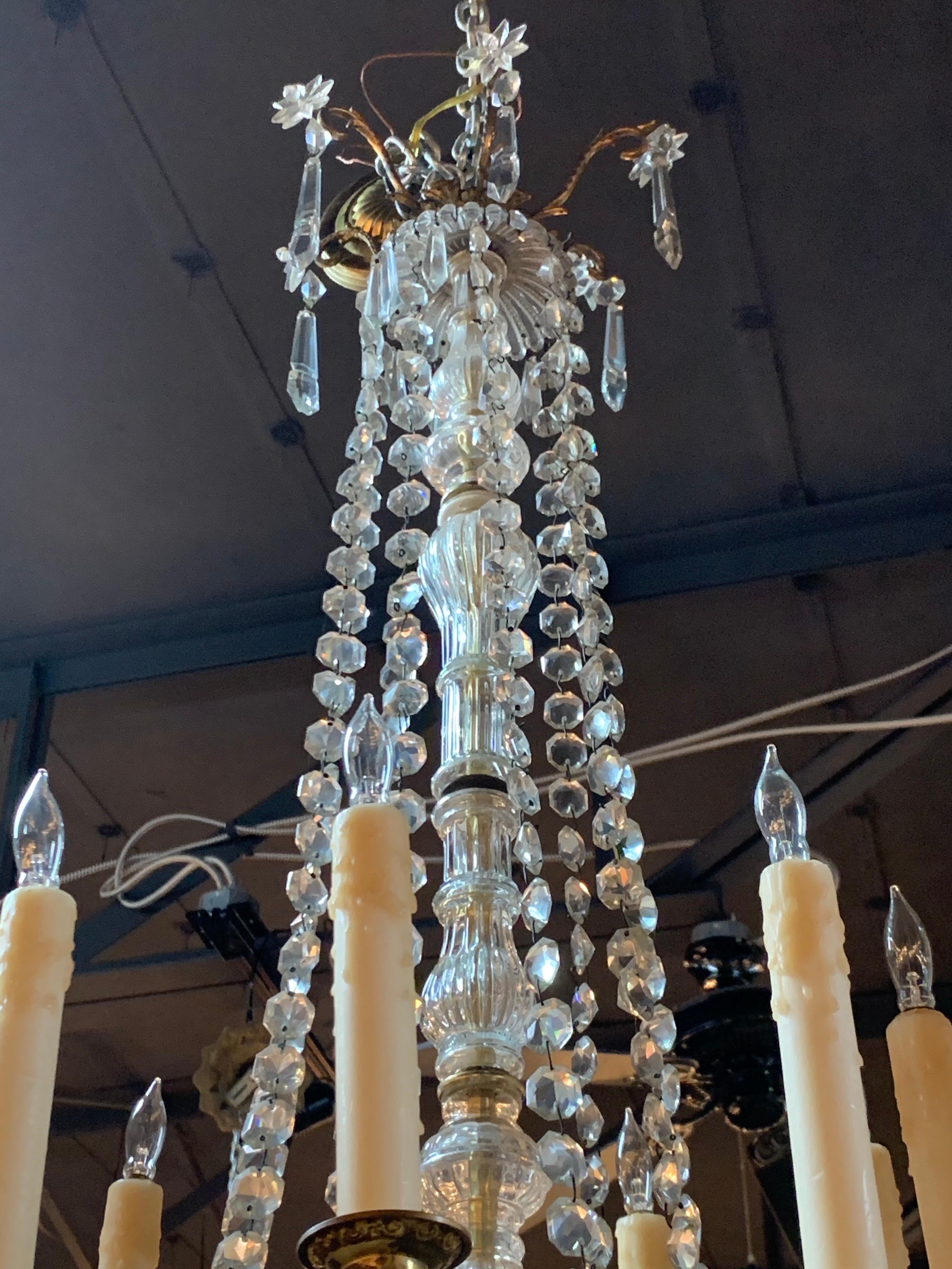19th Century French Baccarrat Style Gilt Bronze and Crystal Chandelier For Sale 1
