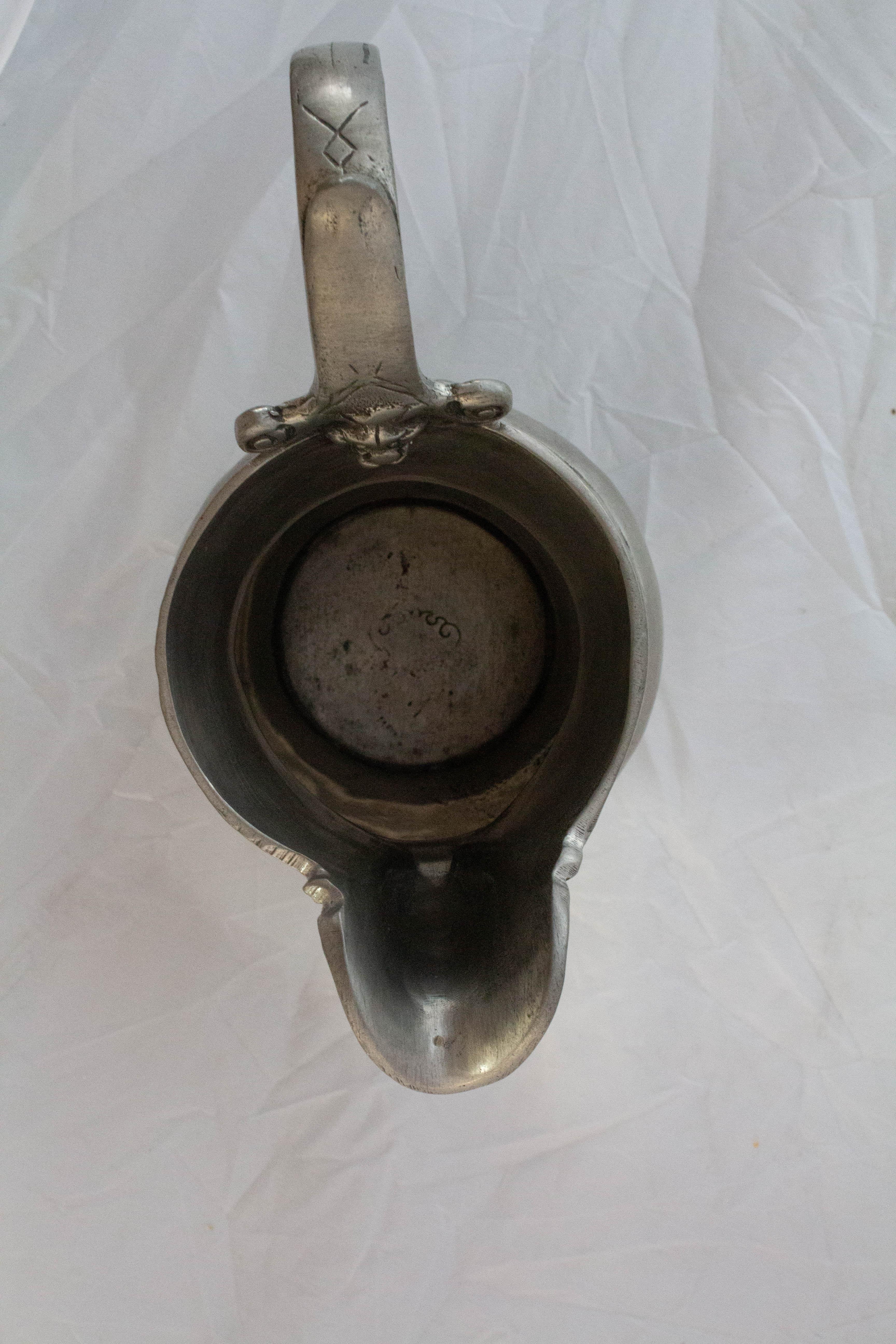 19th Century French Bacchus Pewter Pitcher Center Piece Etains de Paris 6